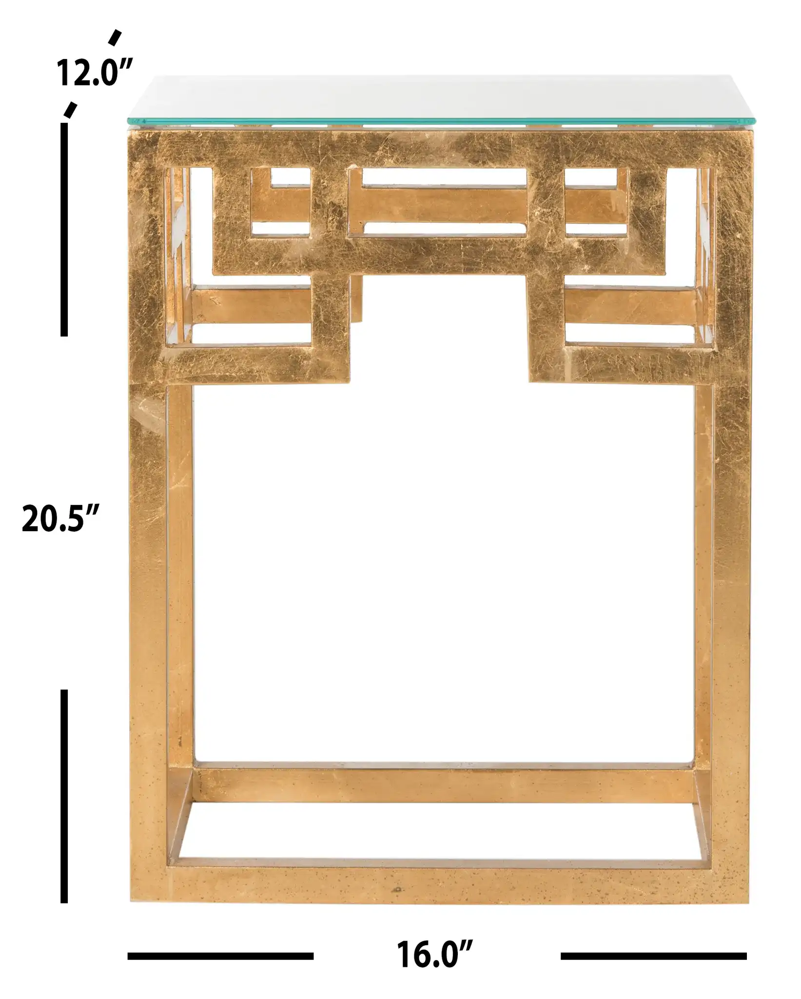 Byram End Table in Gold / Clear, detail view