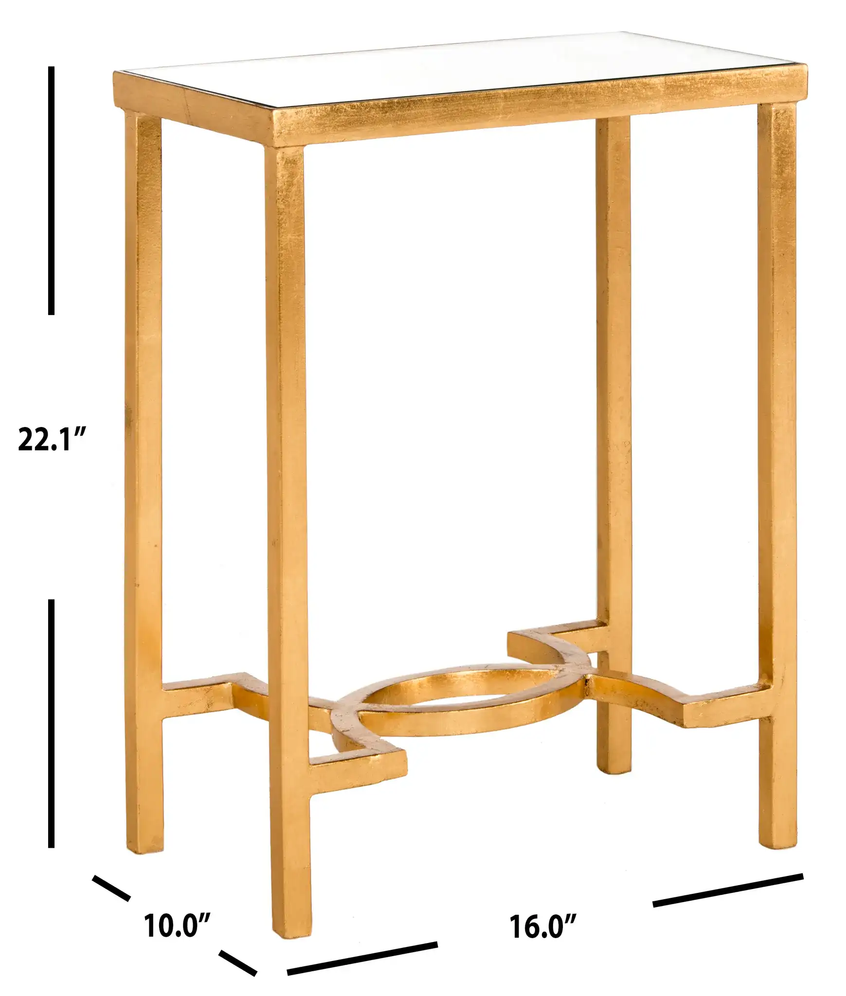 Mita End Table in Gold, detail view