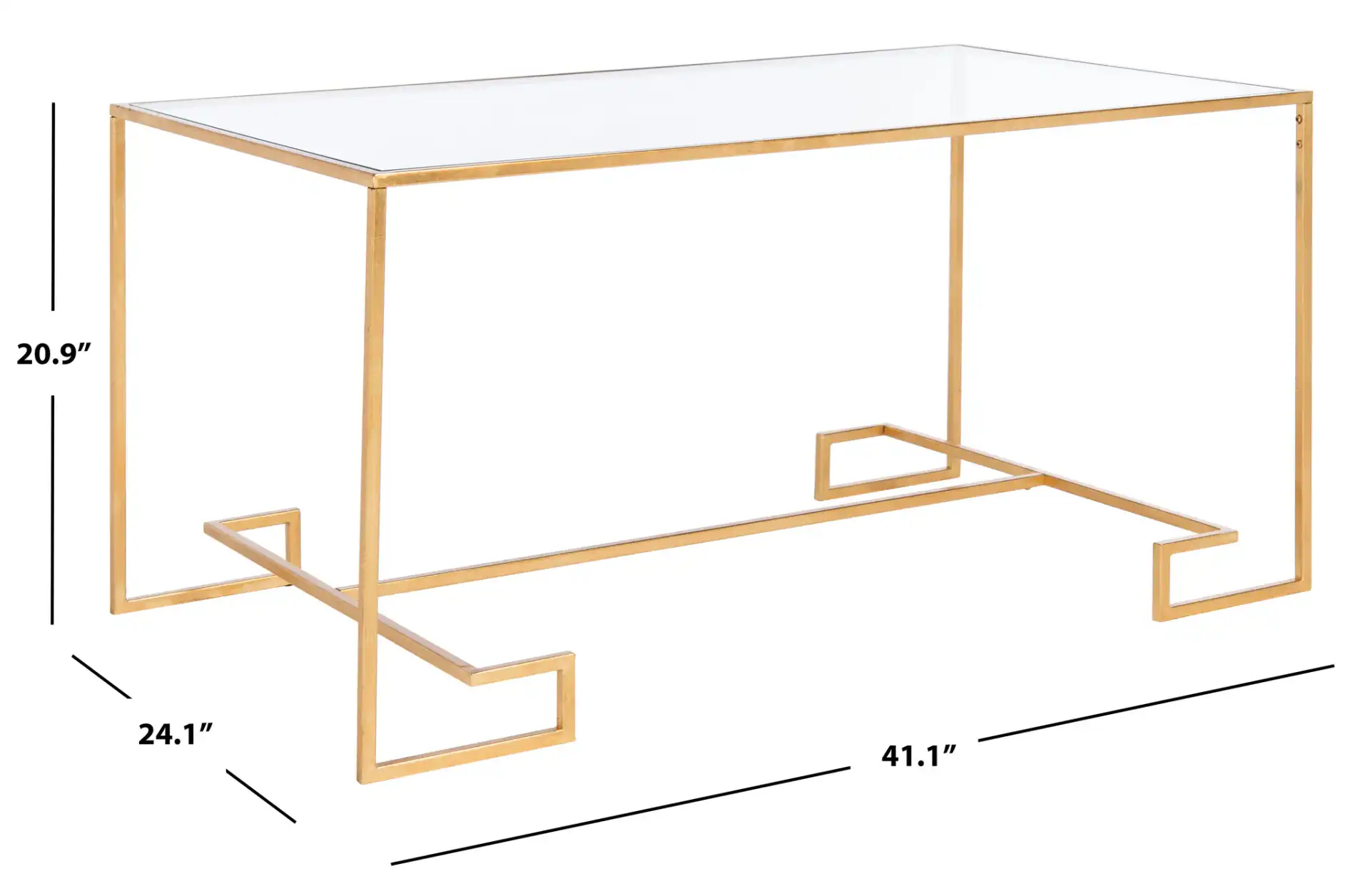 Burton Coffee Table in Gold / Clear, detail view
