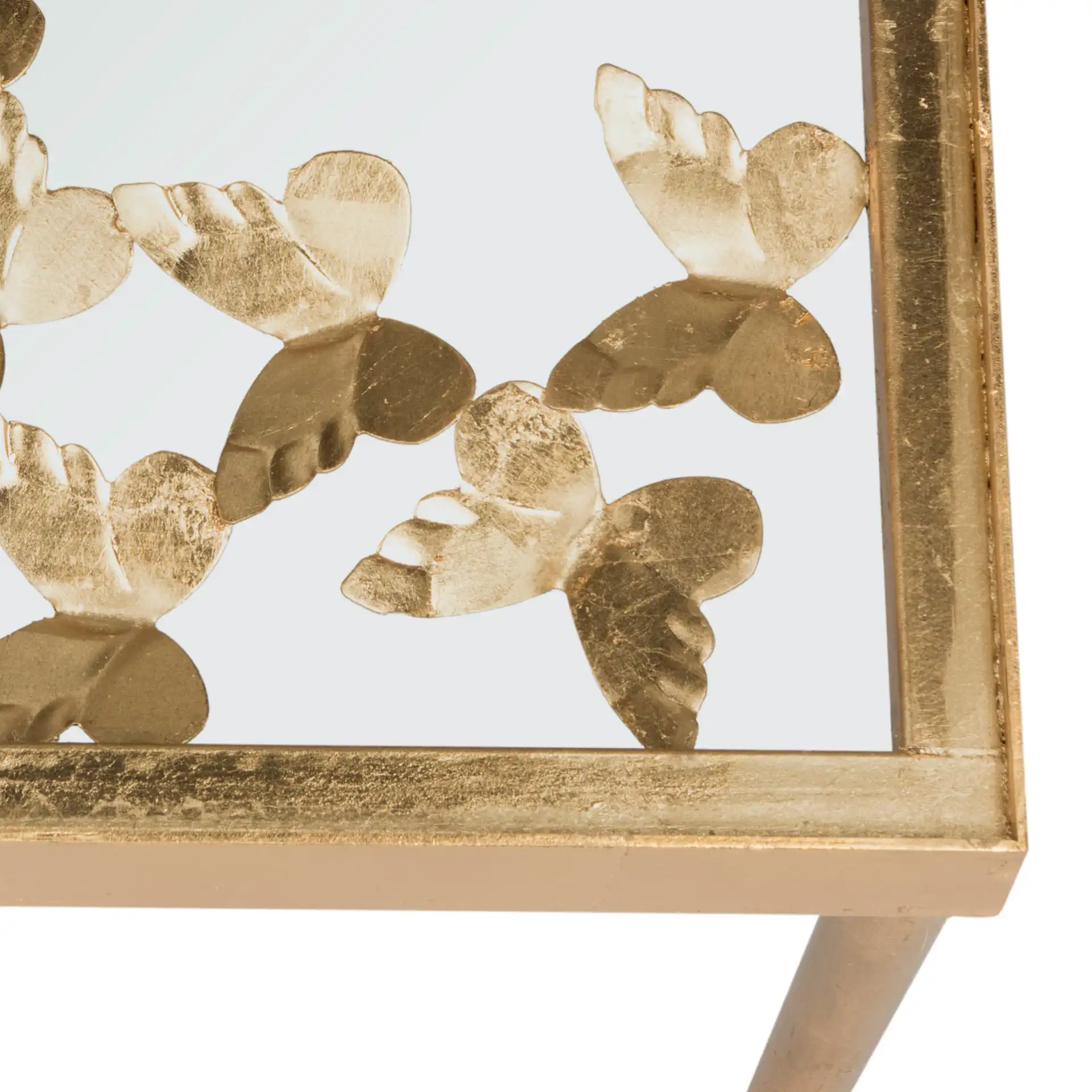 Rosalia Butterfly Console in Gold / Clear in a styled room