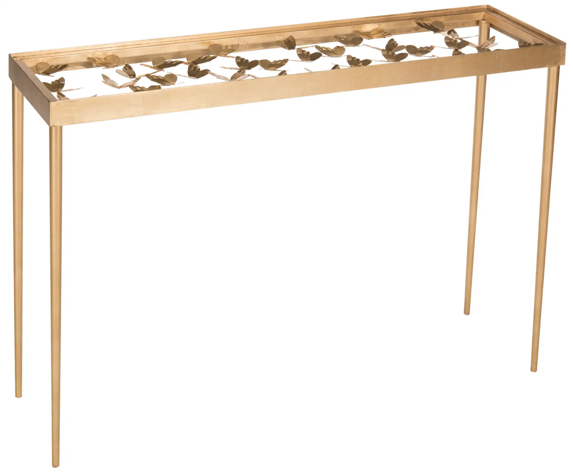 Rosalia Butterfly Console in Gold / Clear, detail view