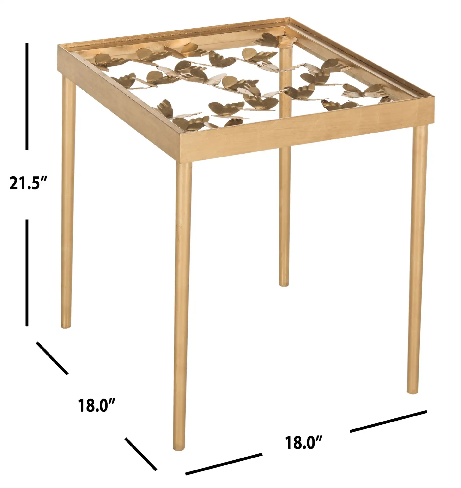 Rosalia Butterfly Side Table in Gold, detail view