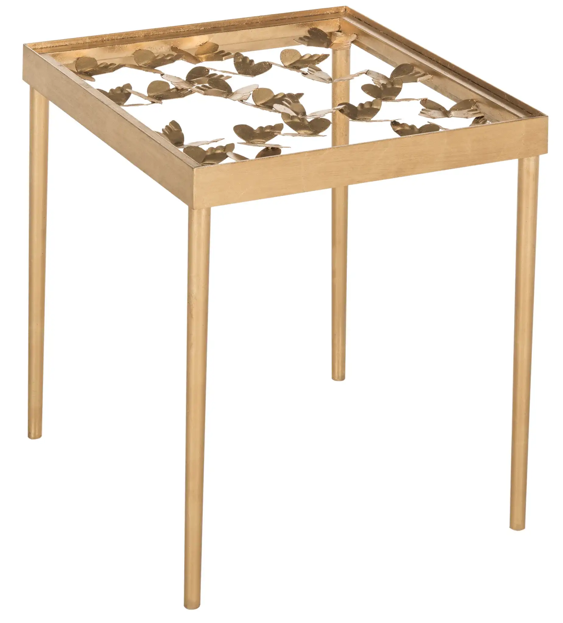 Rosalia Butterfly Side Table in Gold, detail view