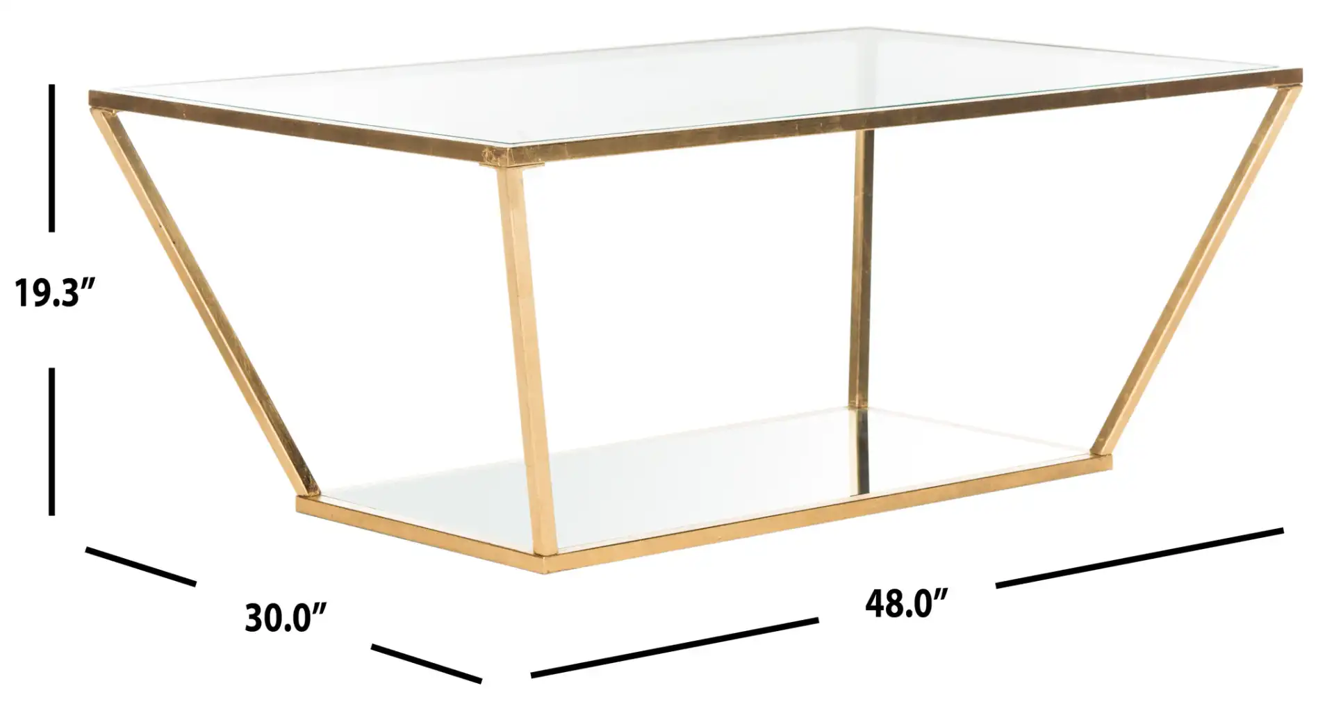 Allene Coffee Table in Gold, detail view