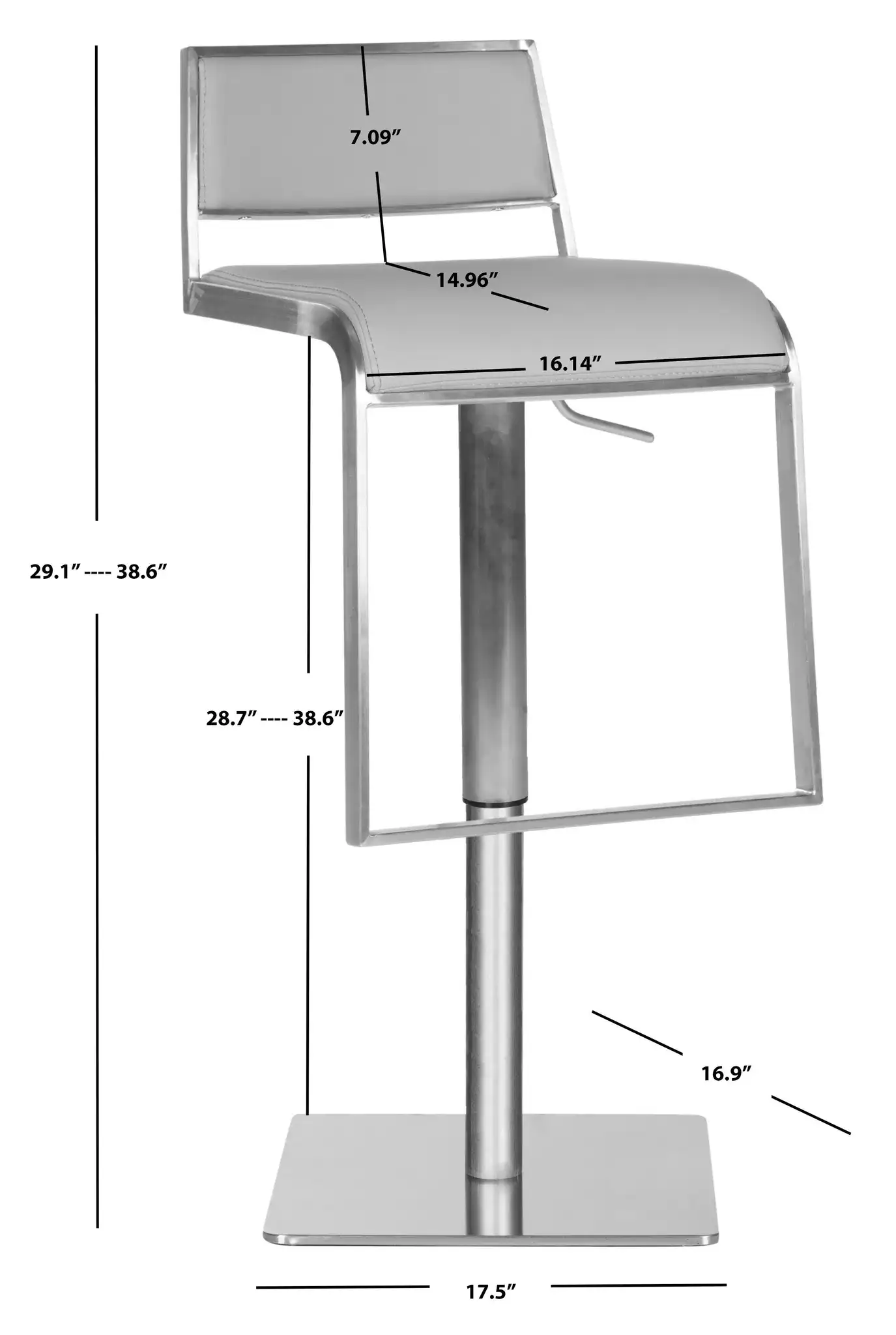 Natania Bar Stool in Gray, detail view