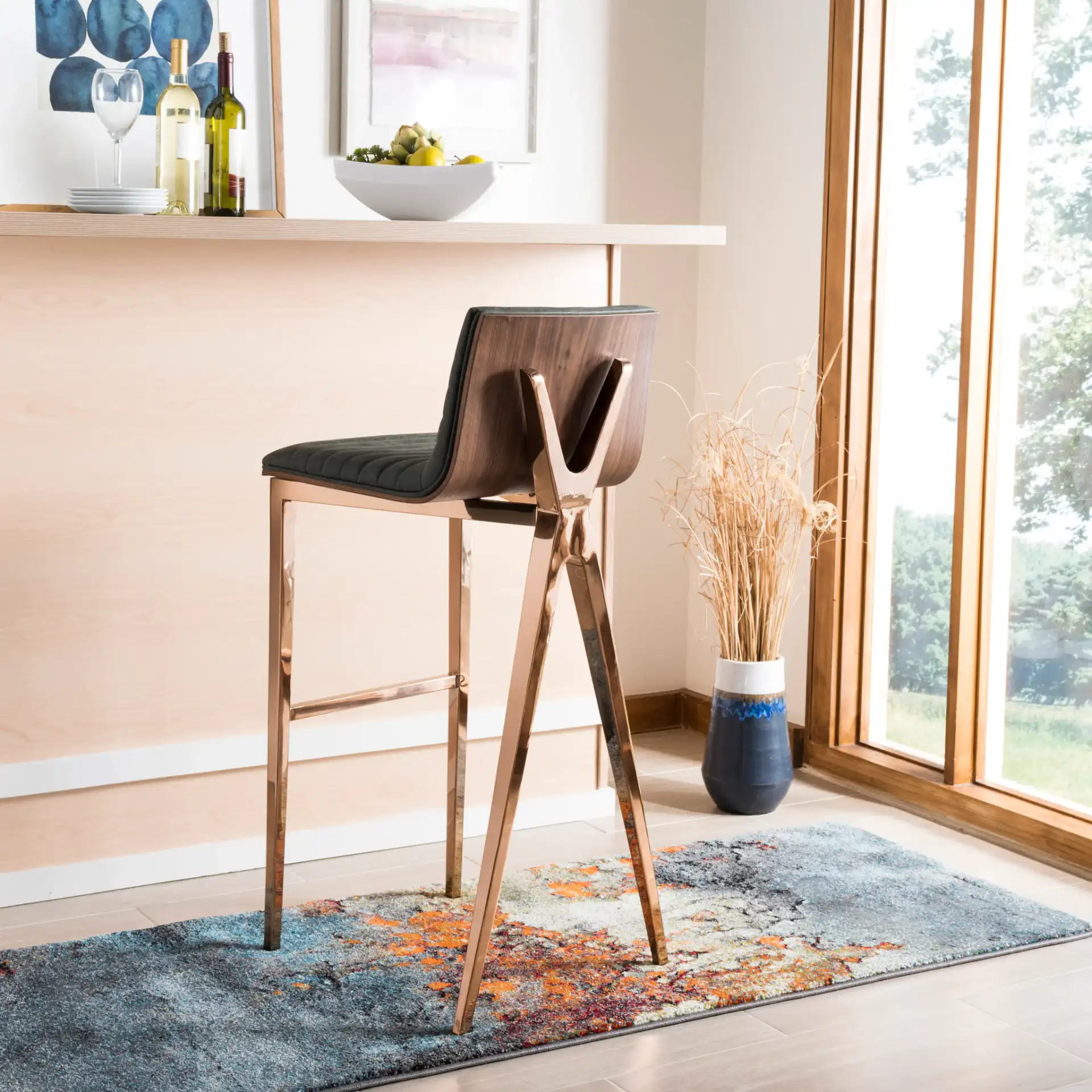 Mckay Barstool in Brown / Copper, detail view
