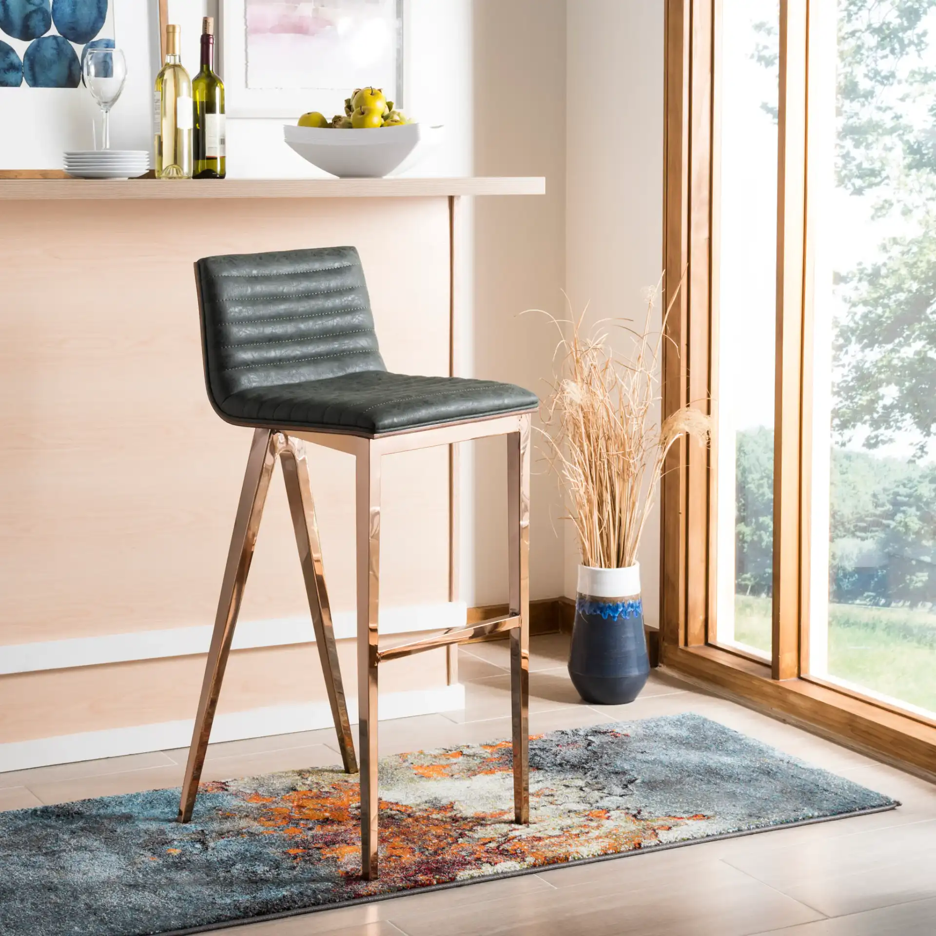 Mckay Barstool in Brown / Copper in a styled room