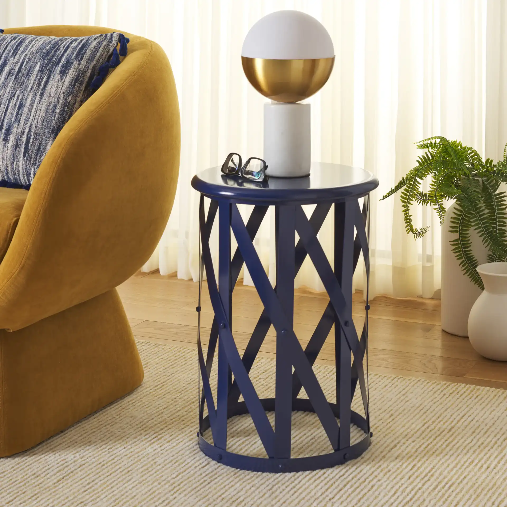 Bertram Stool in Gray in a styled room