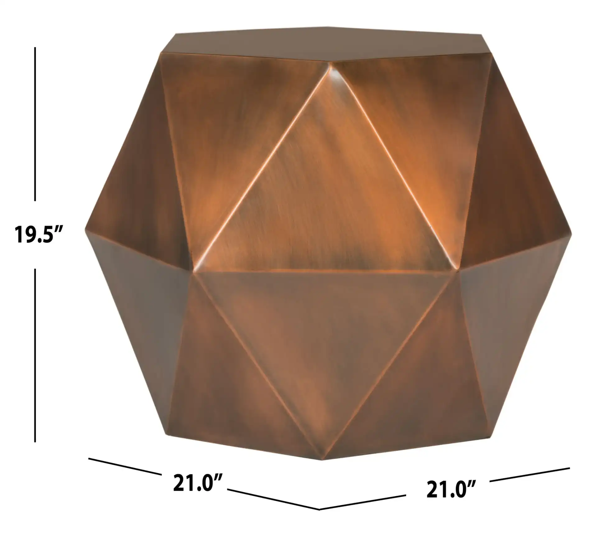 Astrid Faceted Side Table in Copper, detail view