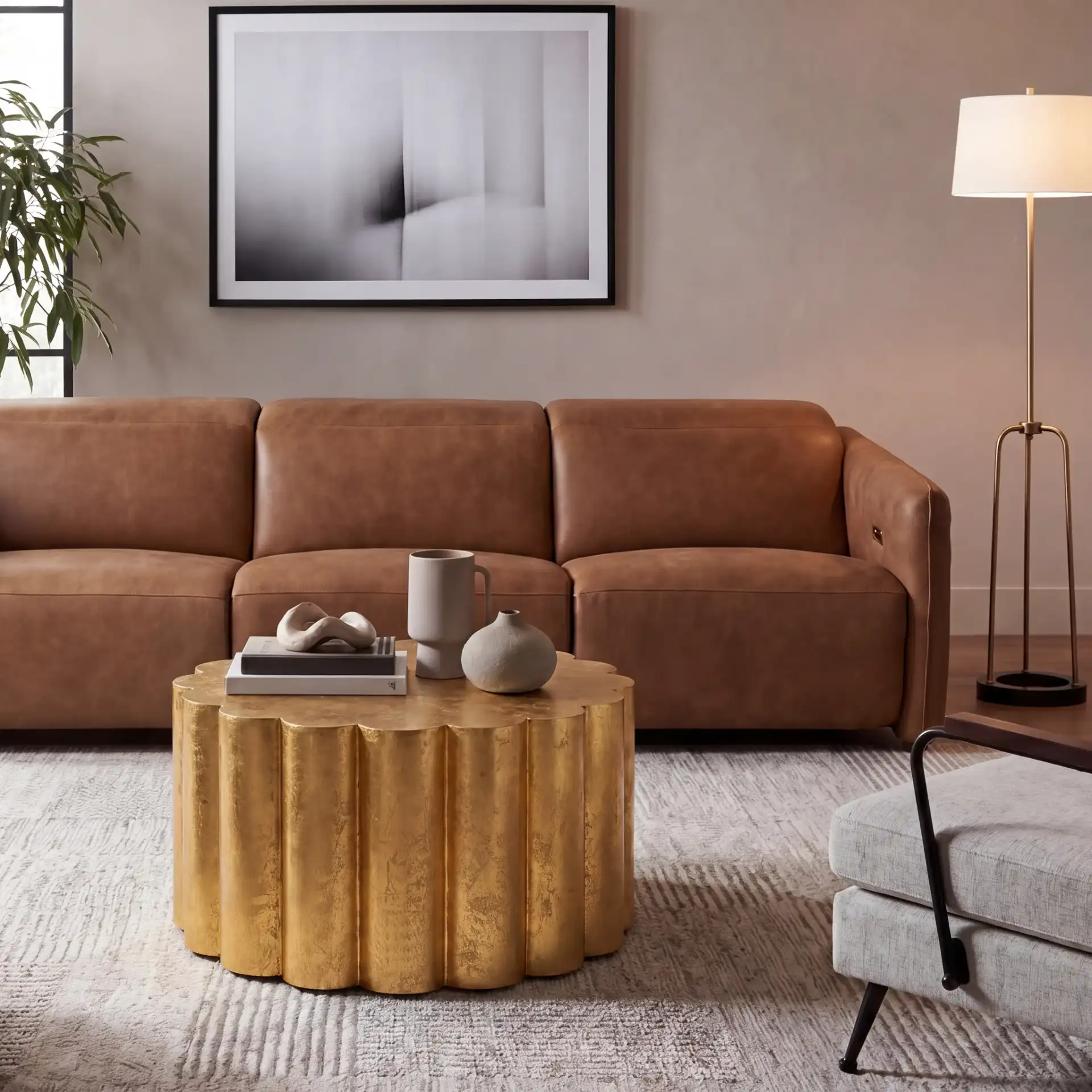 Miriam Coffee Table in Gold in a styled room