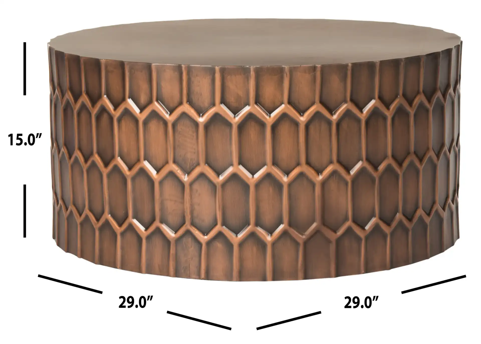 Corey Coffee Table in Antique Copper, detail view