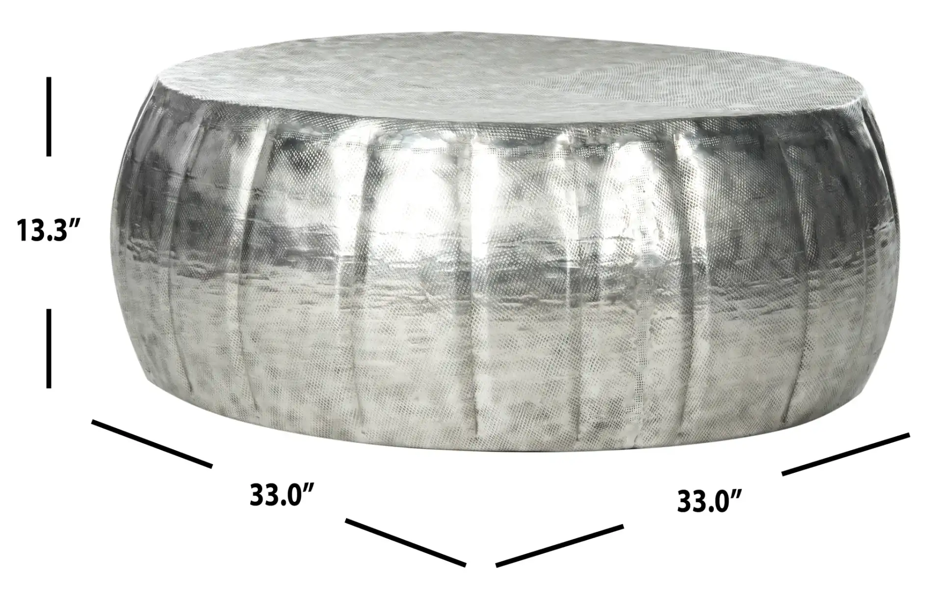 Dara Coffee Table in Silver, detail view