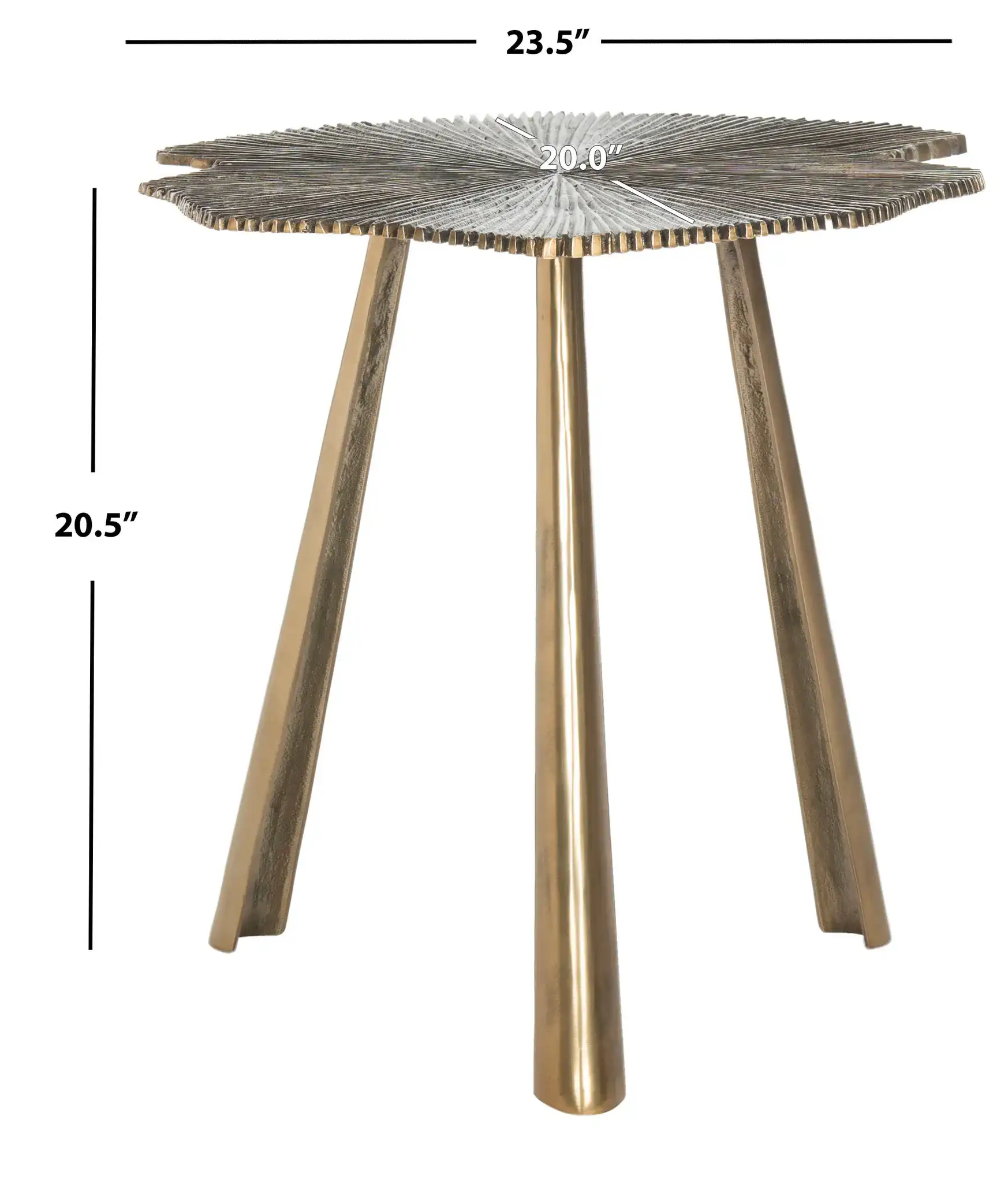 Portia Leaf Side Table in Brass, detail view