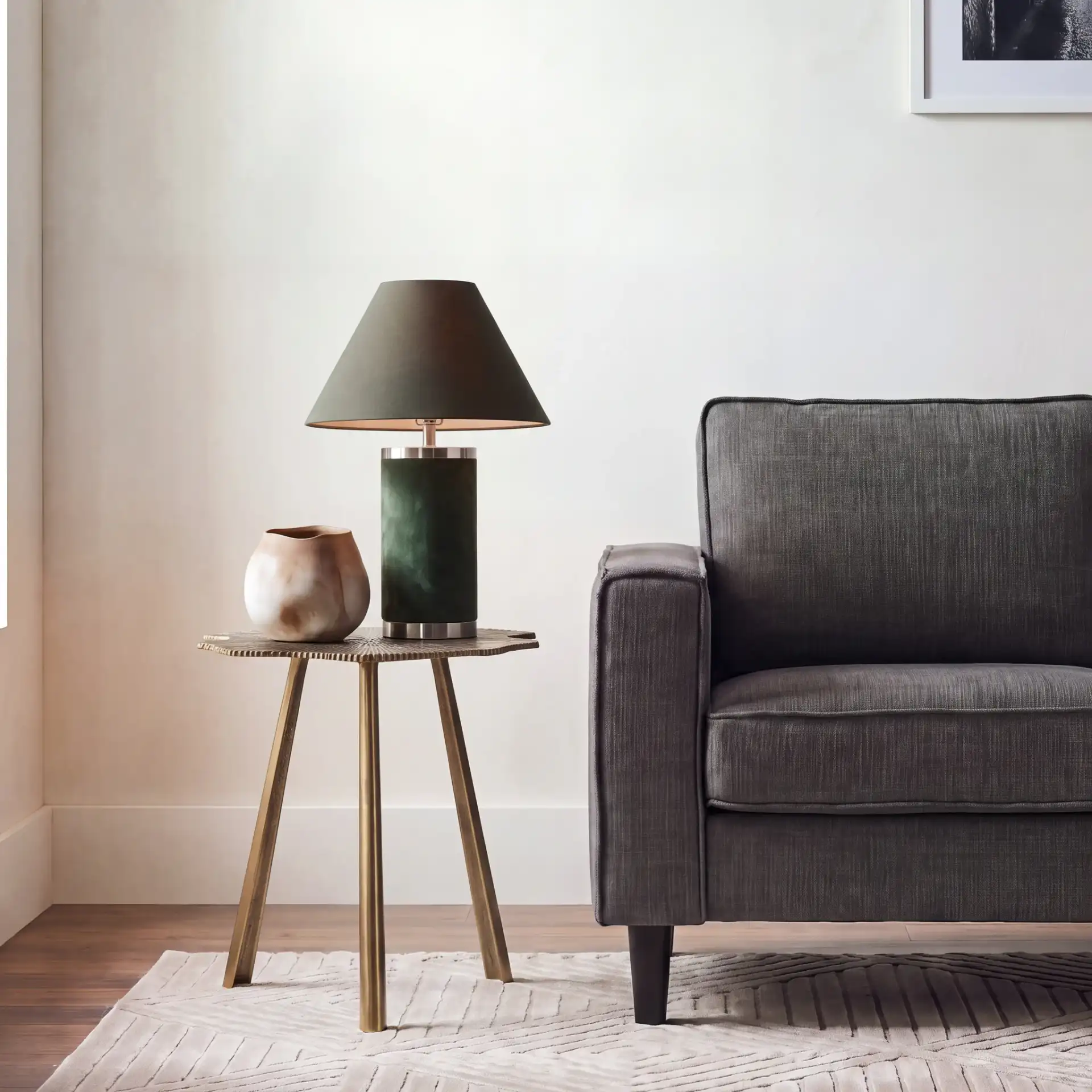 Portia Leaf Side Table in Brass in a styled room