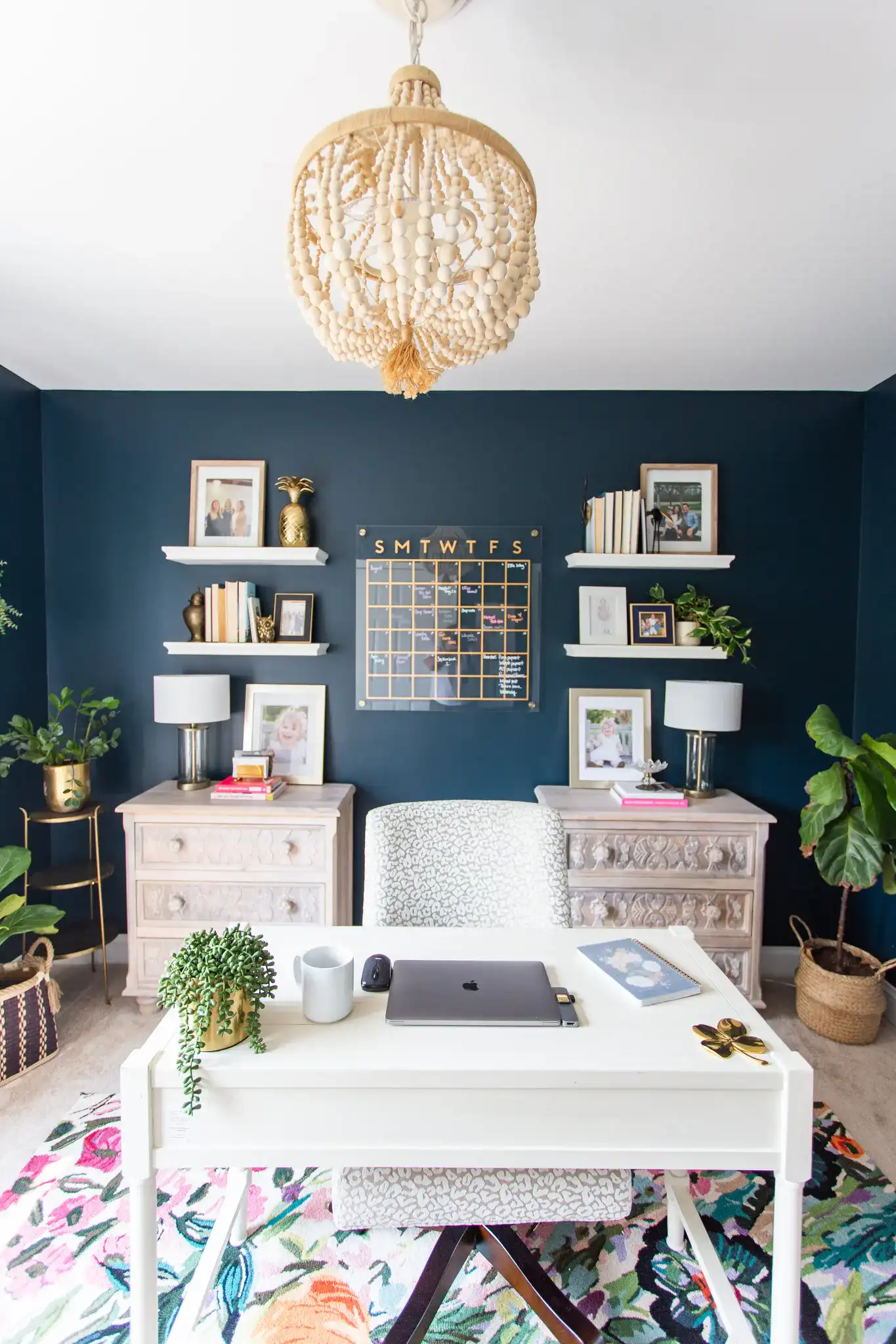 Elda Side Table in Brass in a styled room