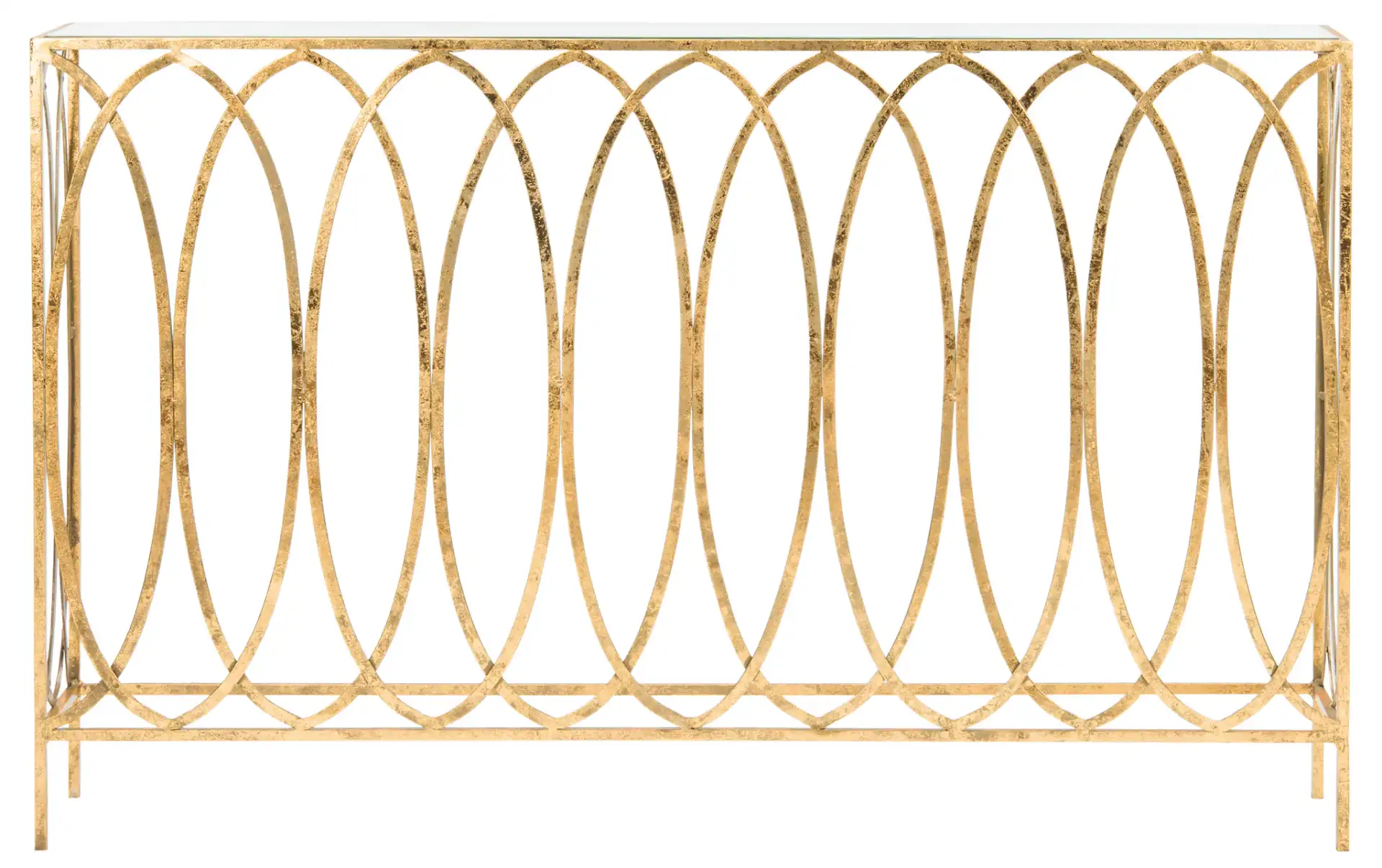 Carina Oval Ringed Console Tab in Gold Foil / Clear, detail view