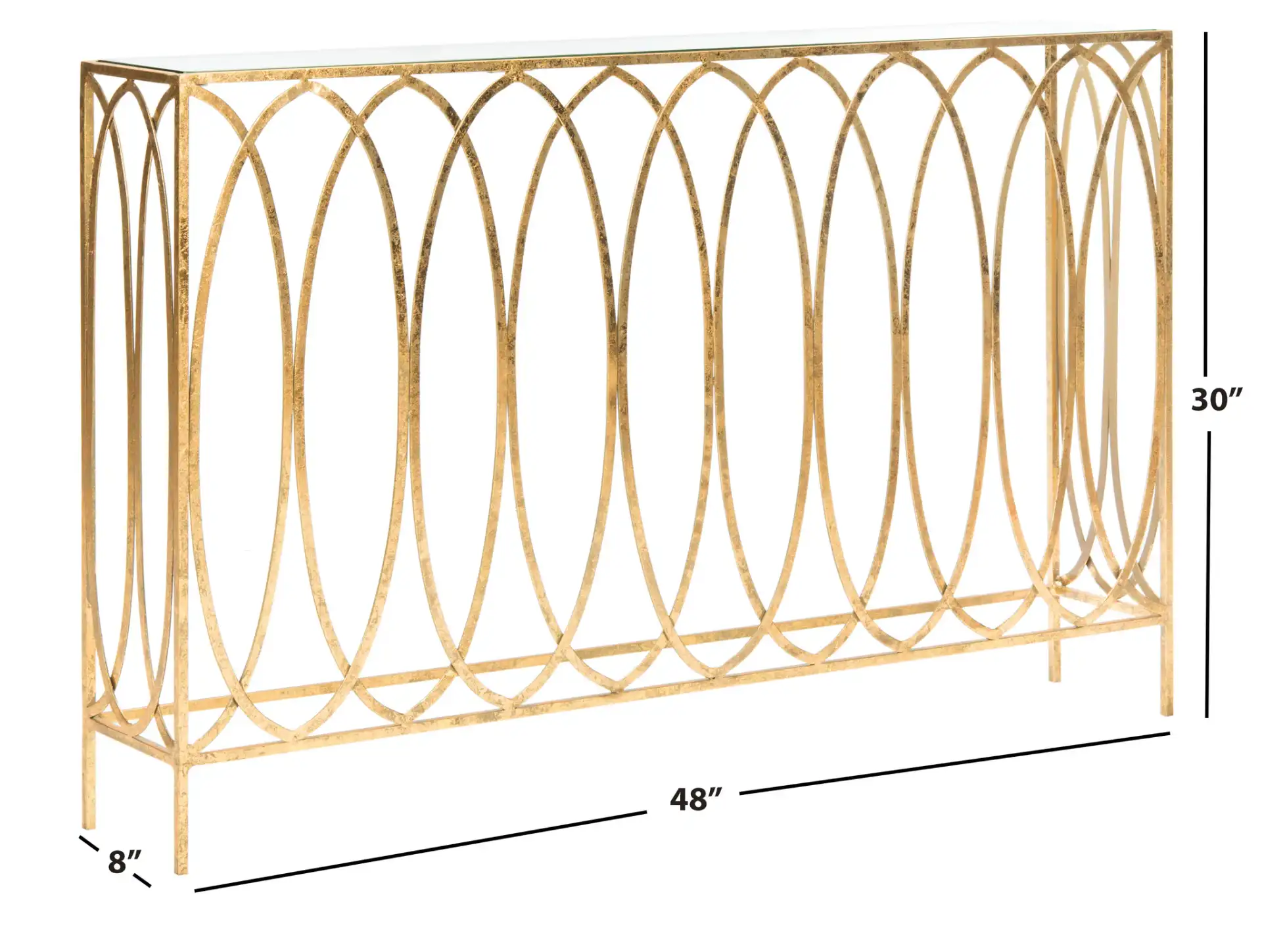 Carina Oval Ringed Console Tab in Gold Foil / Clear, detail view
