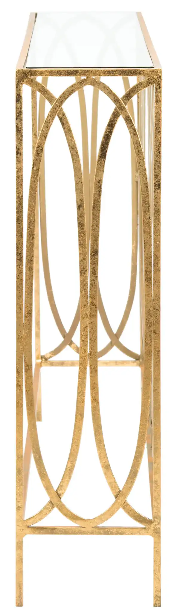 Carina Oval Ringed Console Tab in Gold Foil / Clear, detail view