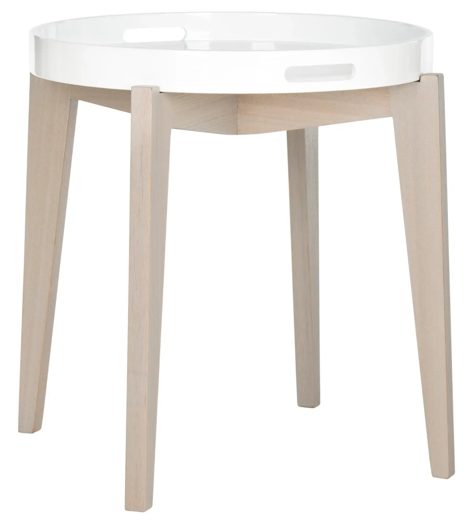 Ben End Table in White / Brown, detail view