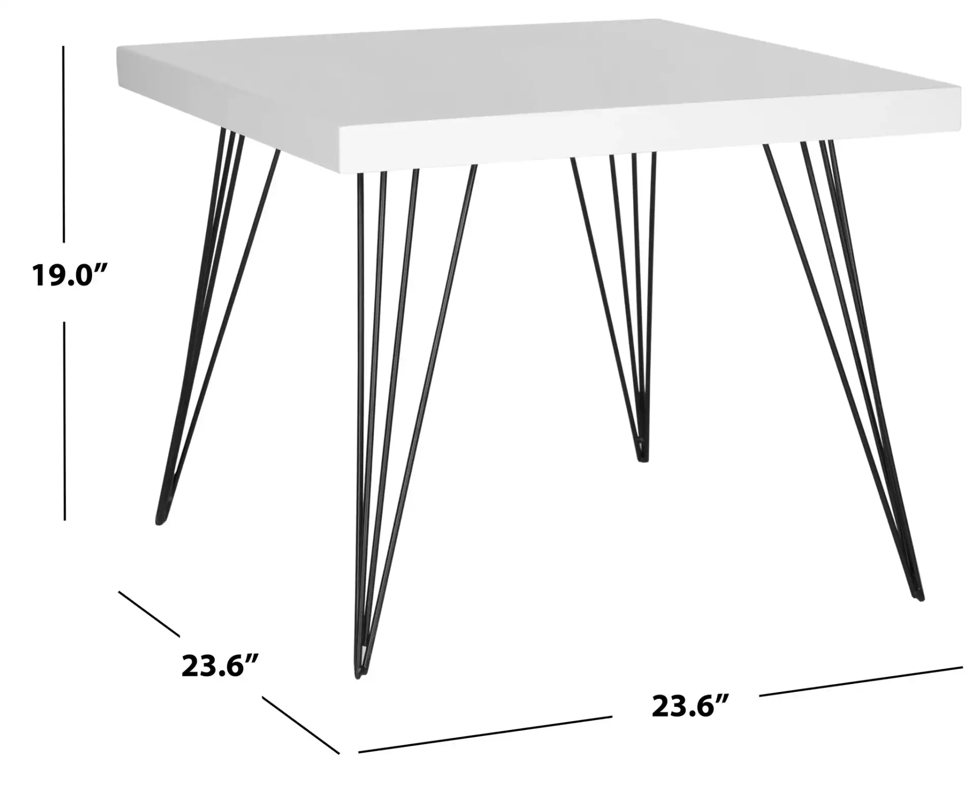 Wolcott End Table in White / Black, detail view