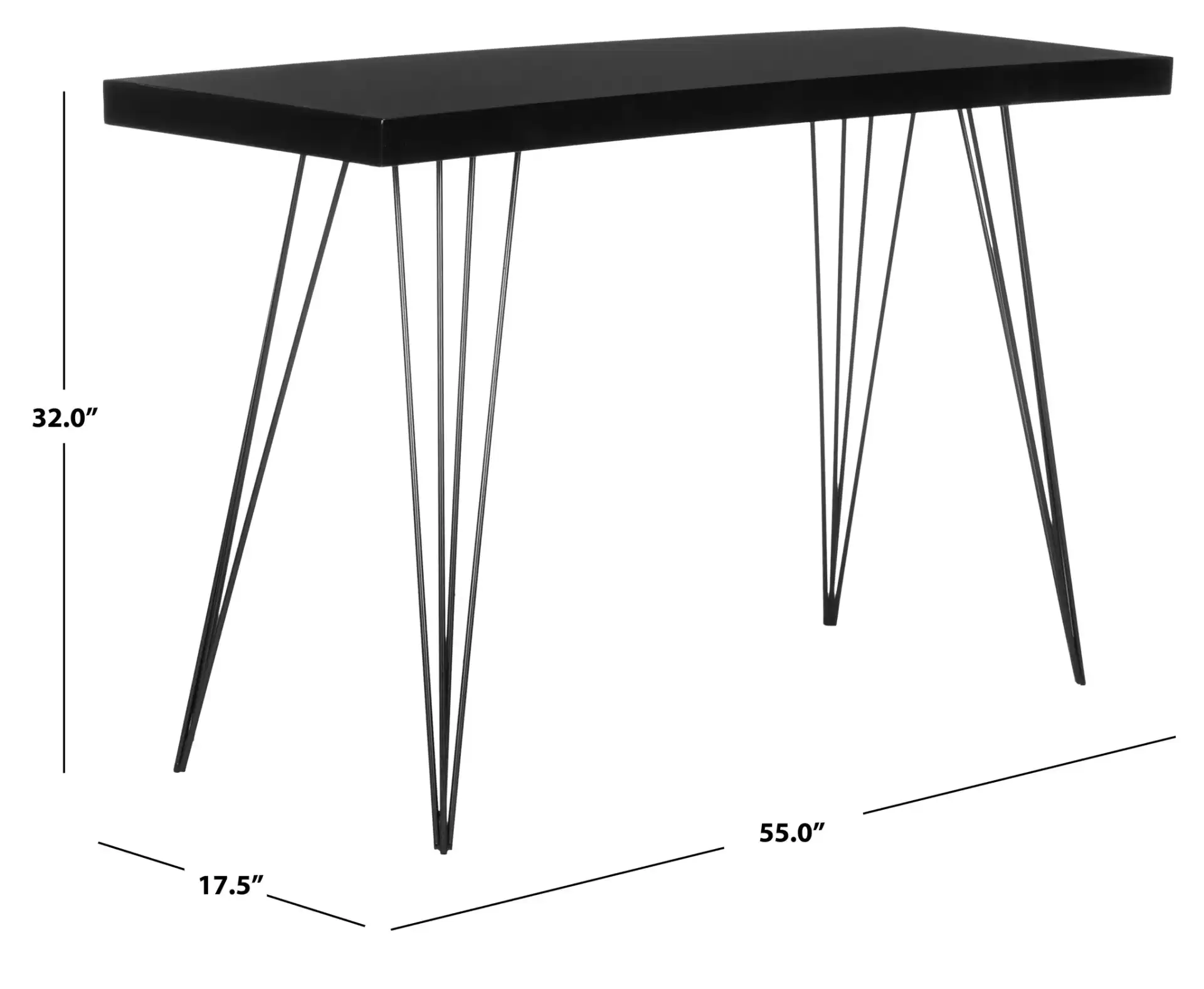 Wolcott Console Table in Black, detail view