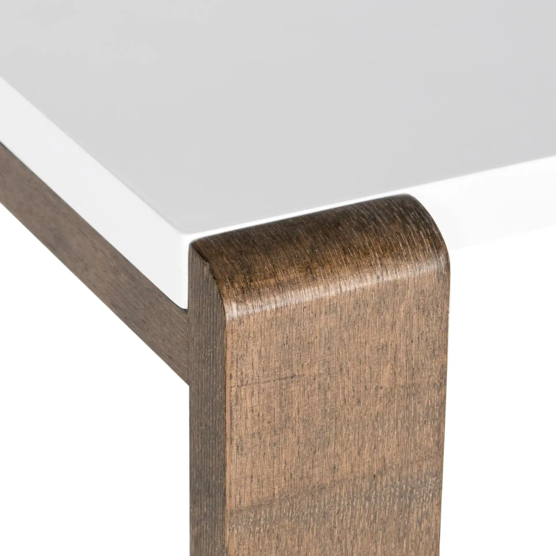Bartholomew Console Table in White / Dark Brown in a styled room