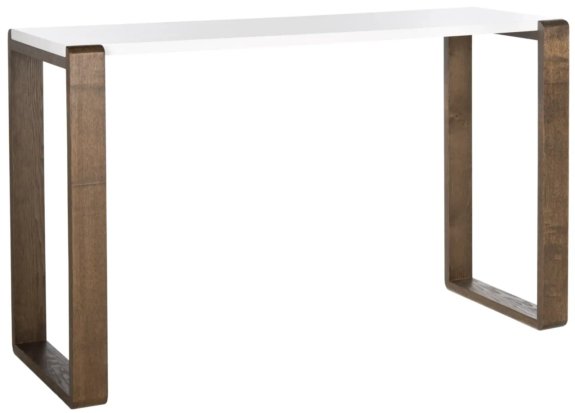 Bartholomew Console Table in White / Dark Brown, detail view