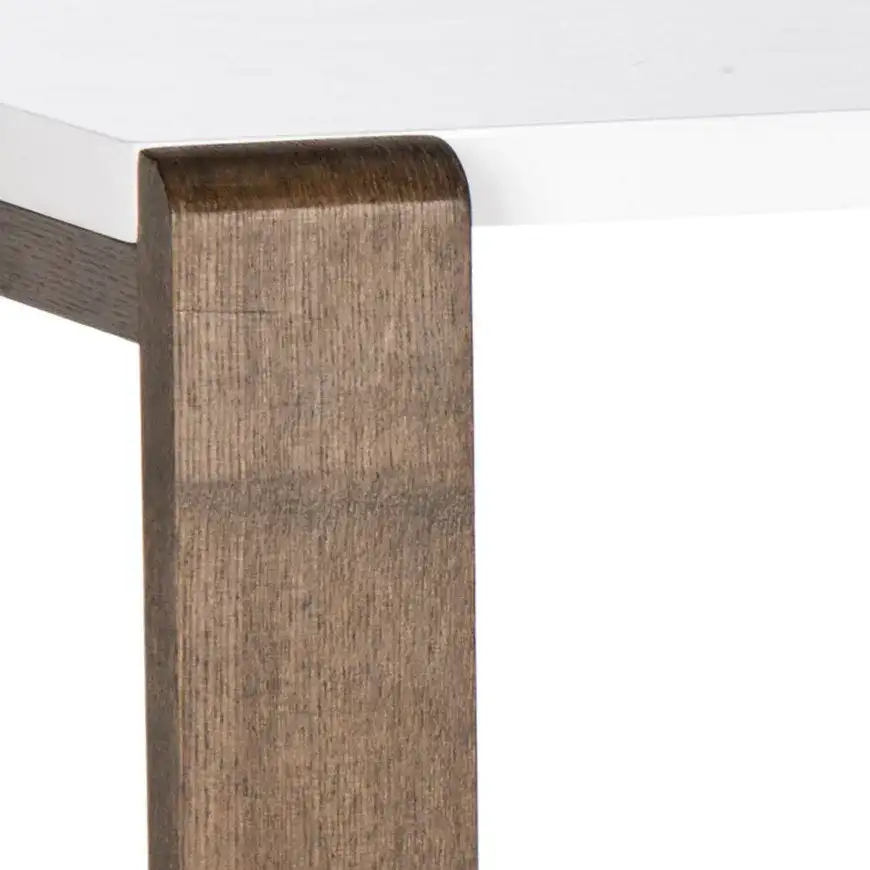 Bartholomew Console Table in White / Dark Brown, detail view