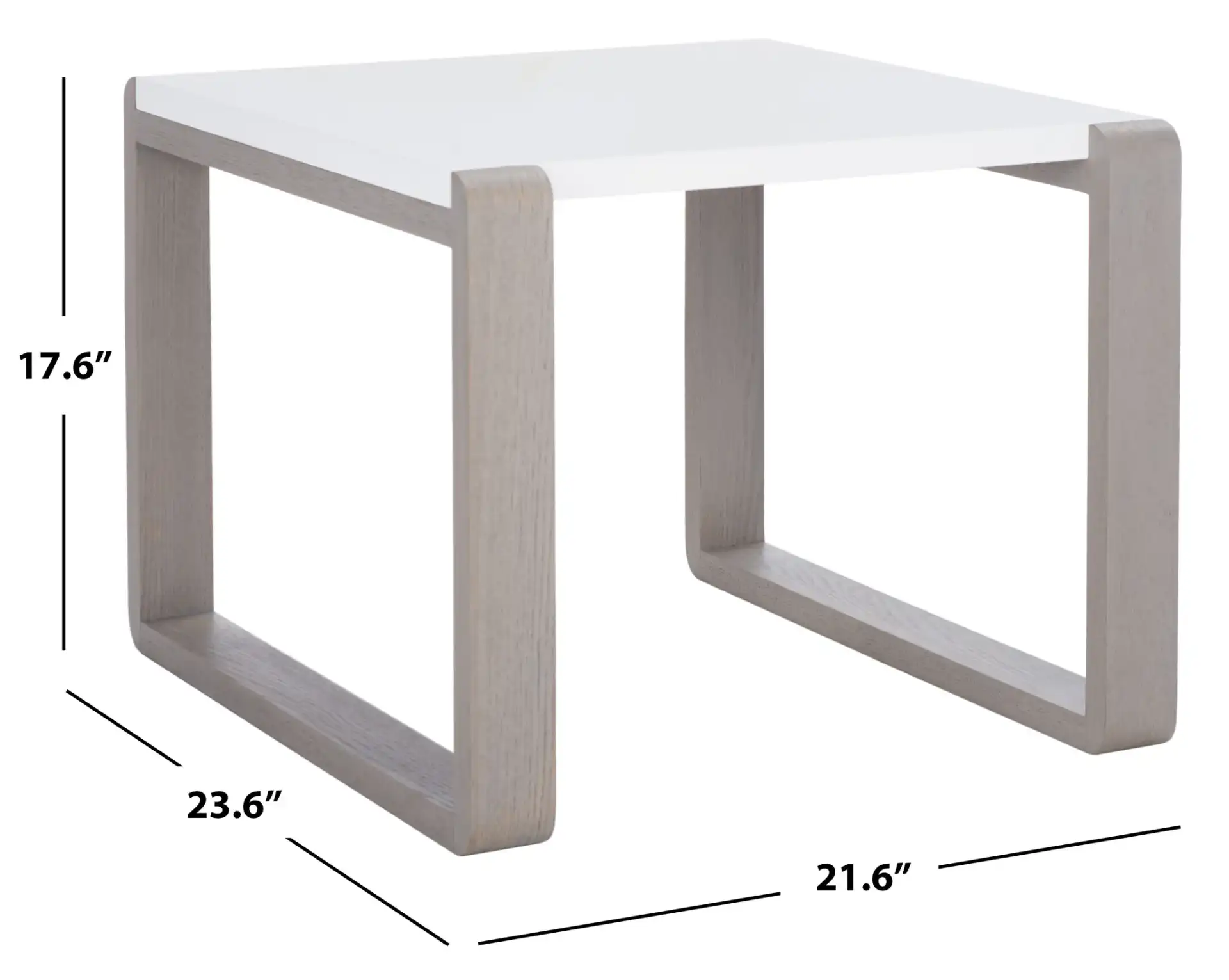Bartholomew End Table in White / Dark Brown, detail view