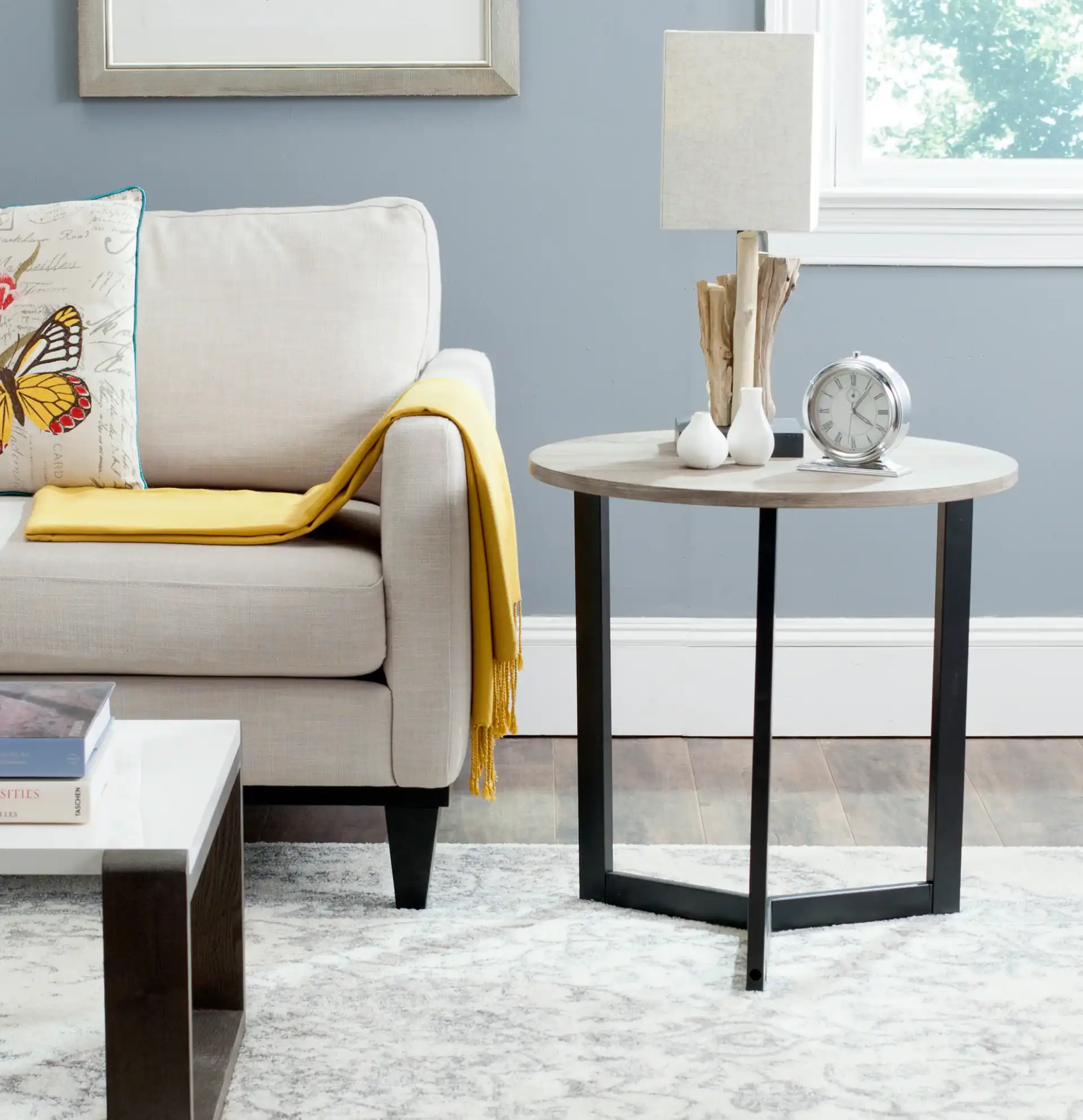 Leonard Side Table in Oak / Black in a styled room