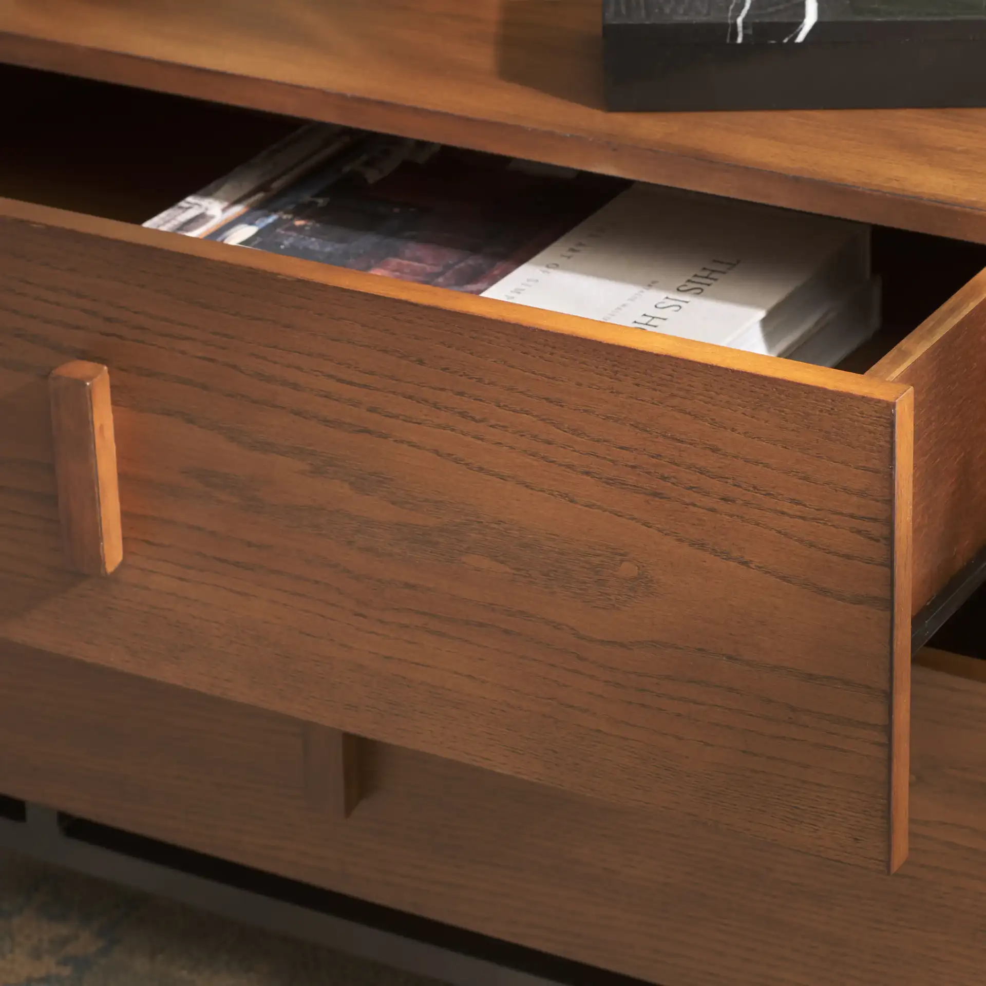 Herschel Cabinet in Dark Brown / Black in a styled room