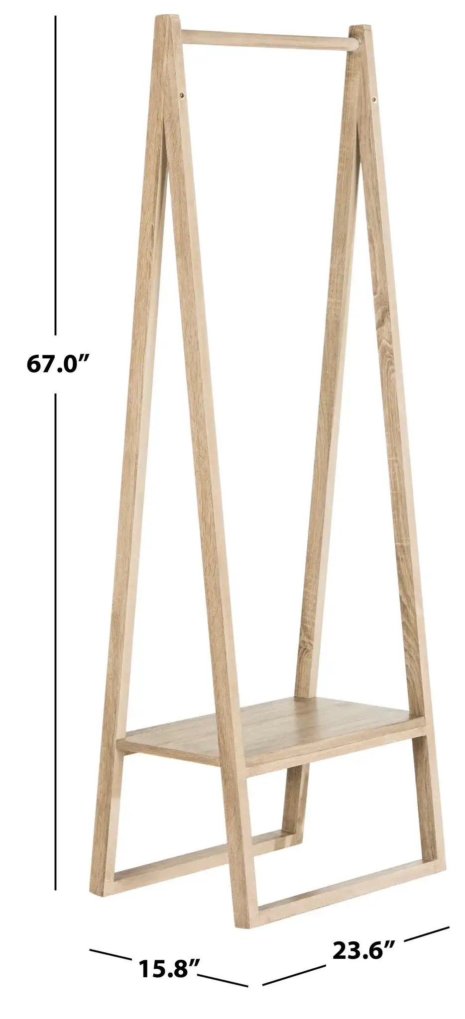 Afia Coat Rack in Light Oak, detail view