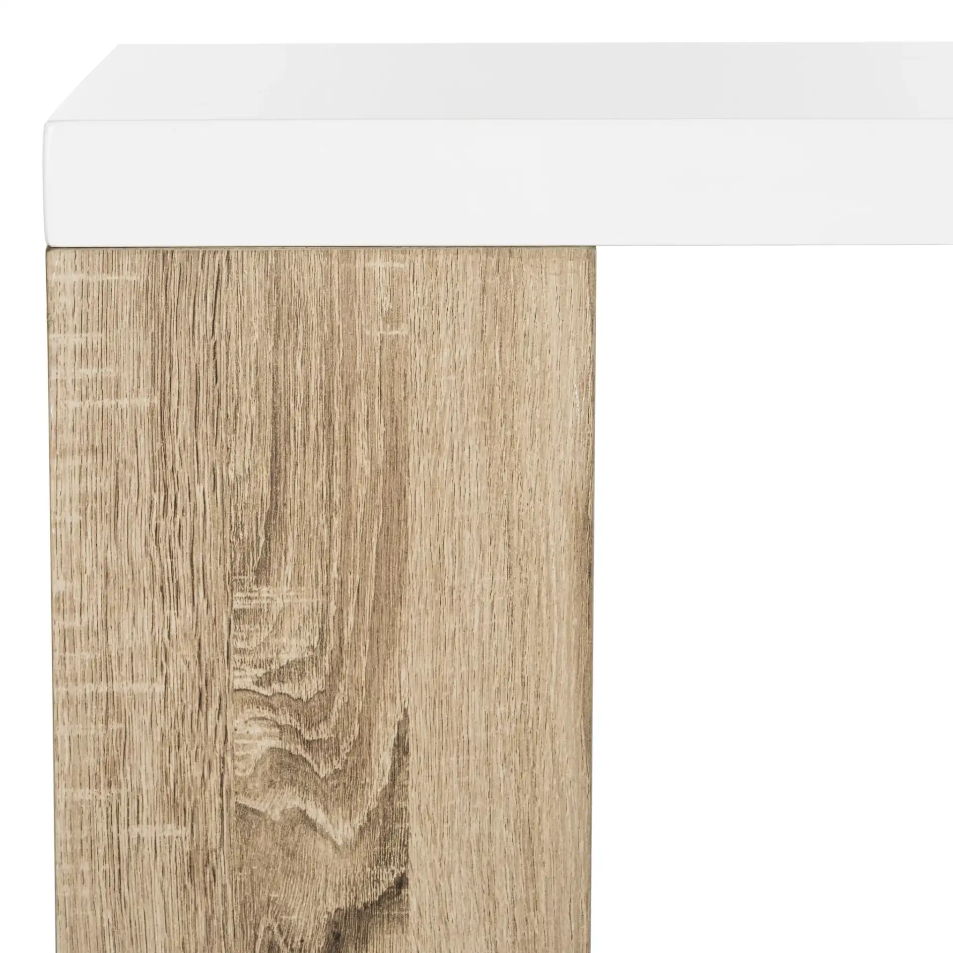 Carlene Desk in White / Oak in a styled room