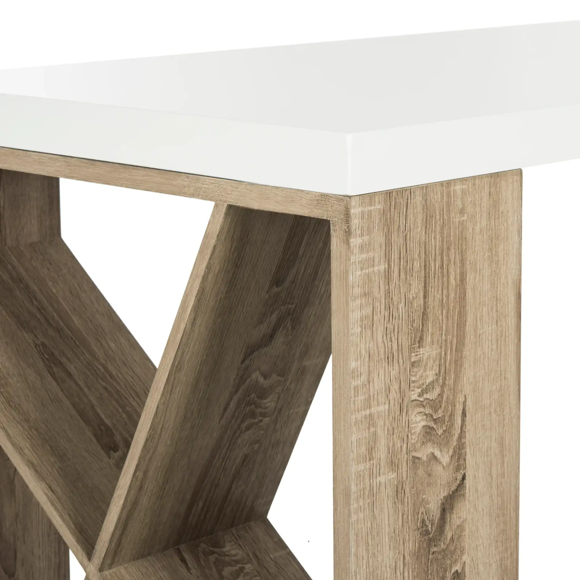 Carlene Desk in White / Oak in a styled room