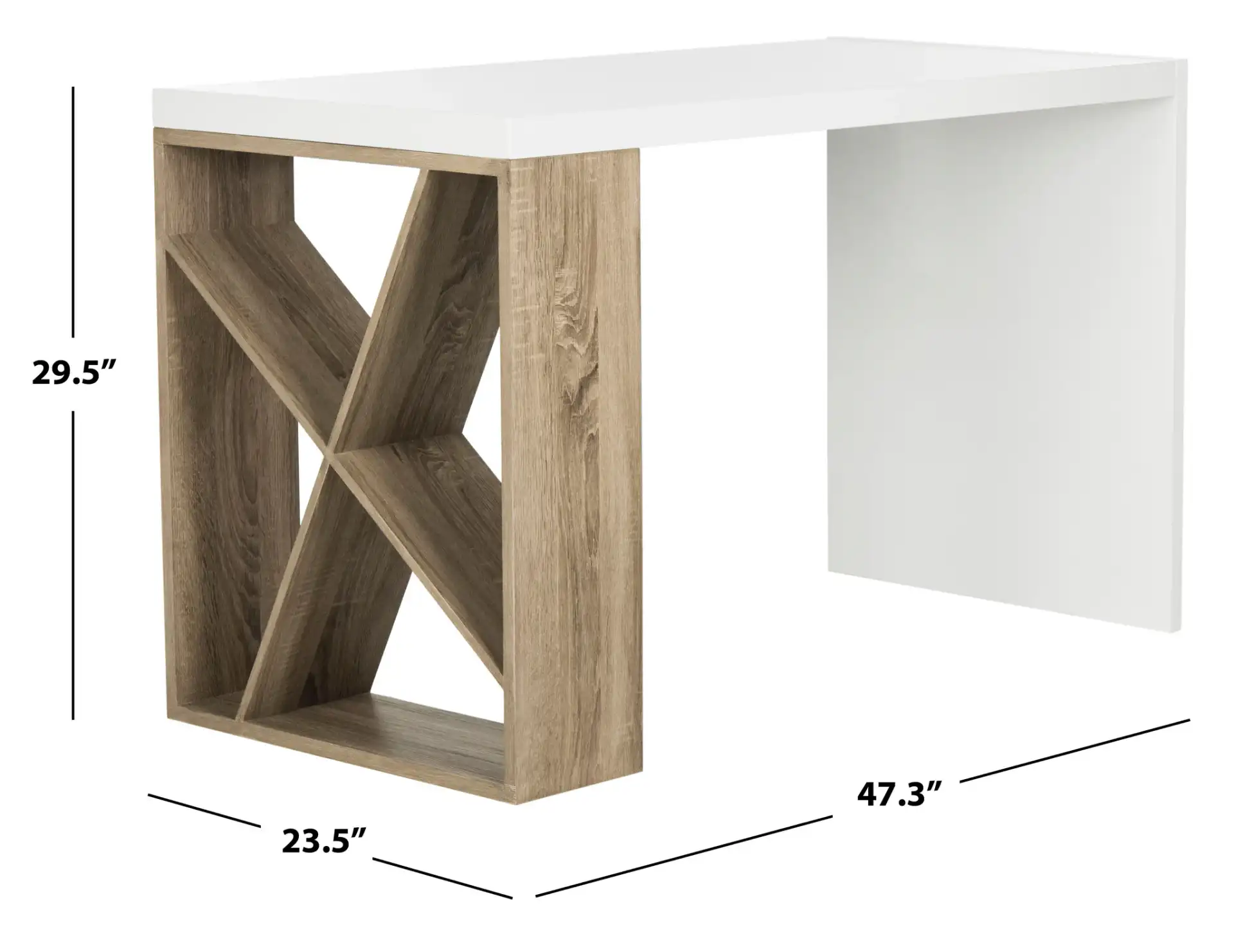 Carlene Desk in White / Oak, detail view