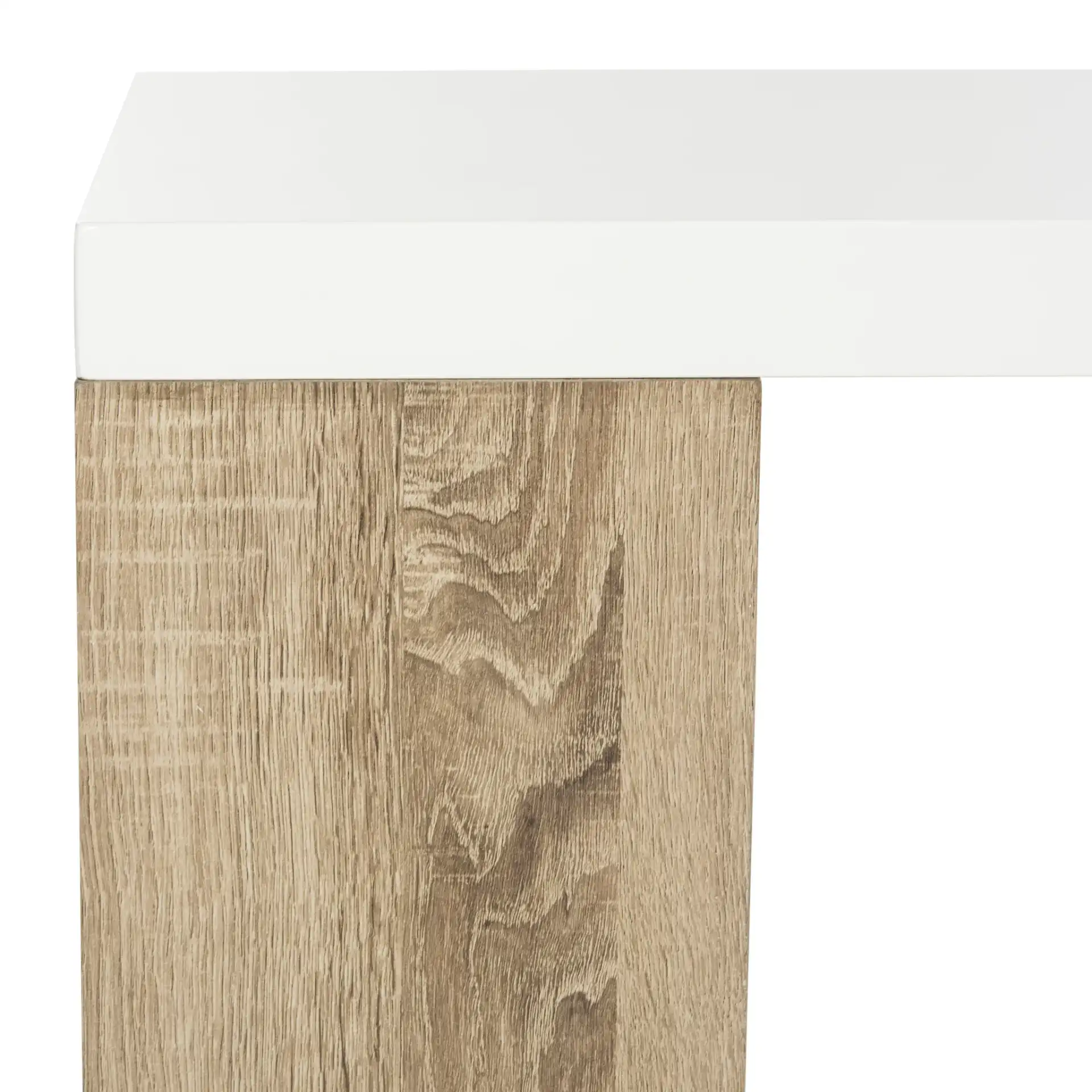 Carlton Coffee Table in White / Light Oak in a styled room