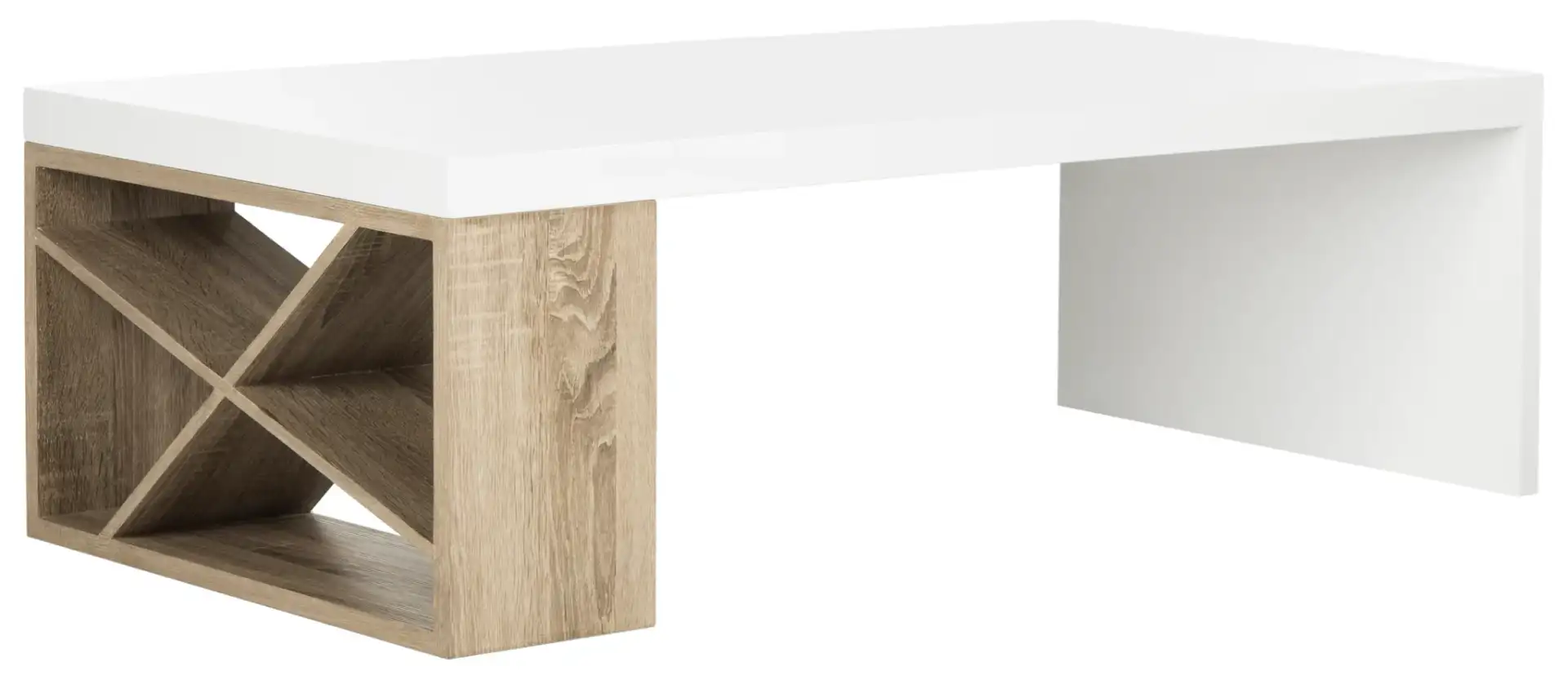 Carlton Coffee Table in White / Light Oak, detail view
