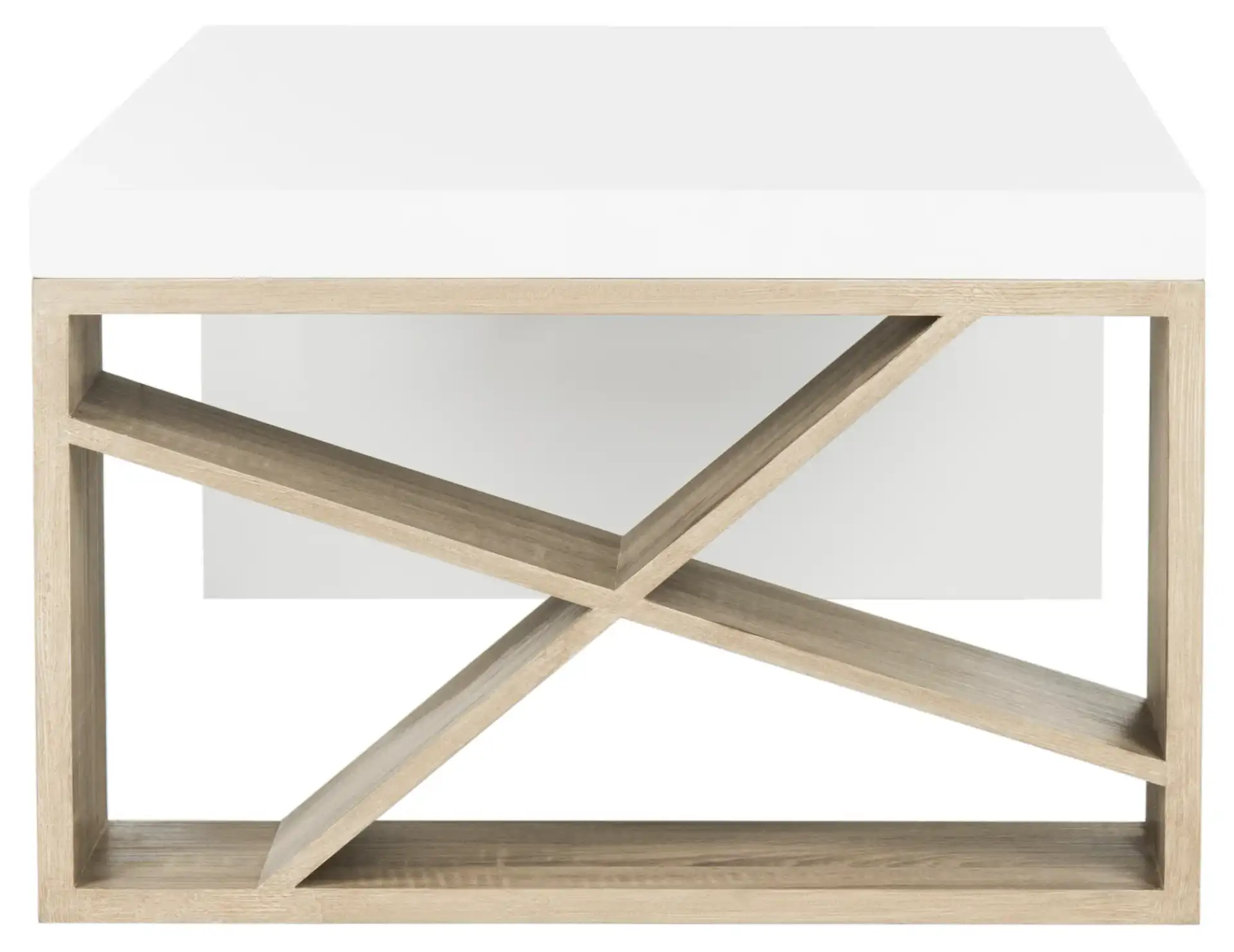 Carlton Coffee Table in White / Light Oak, detail view