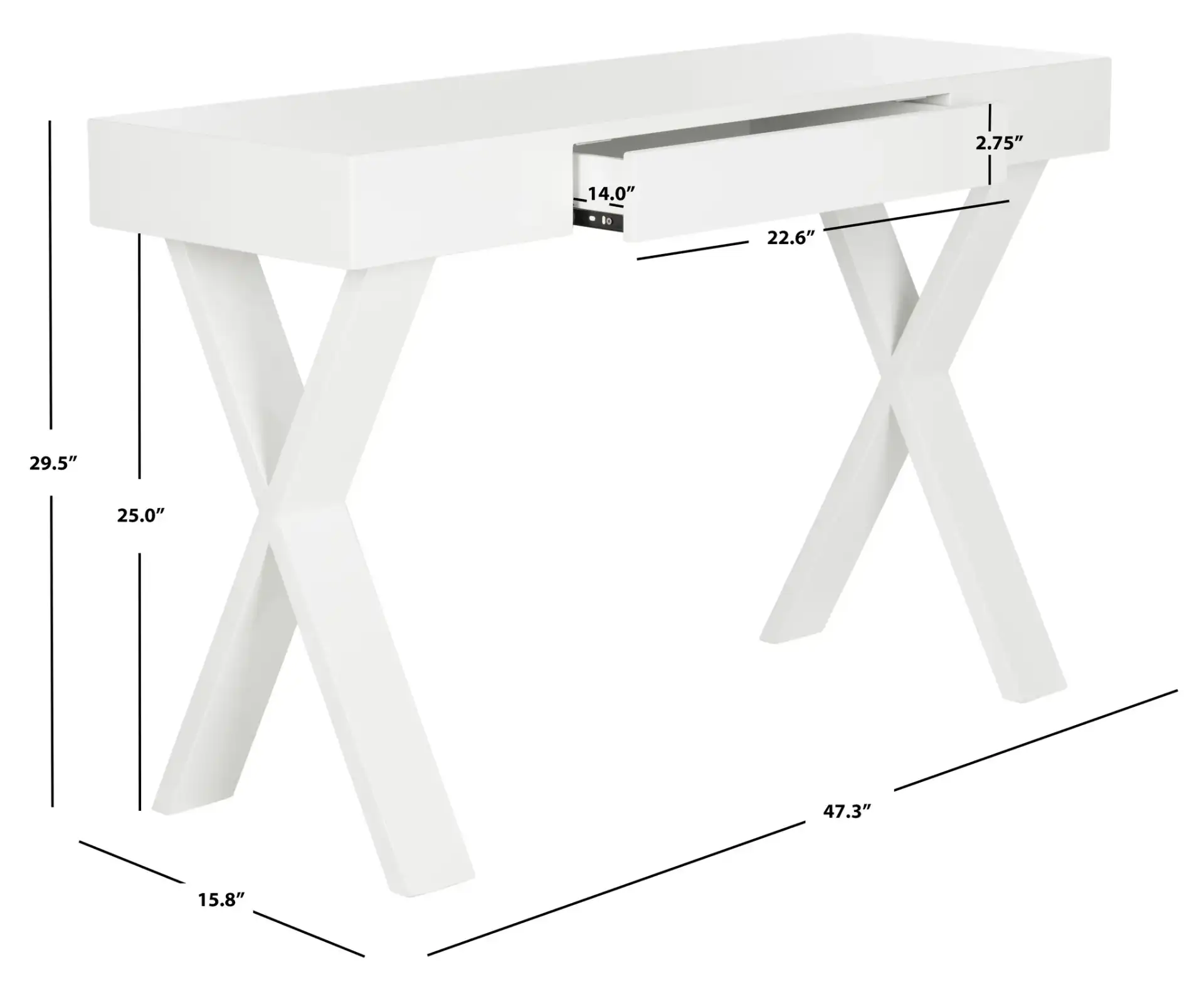 Harris Desk in White, detail view