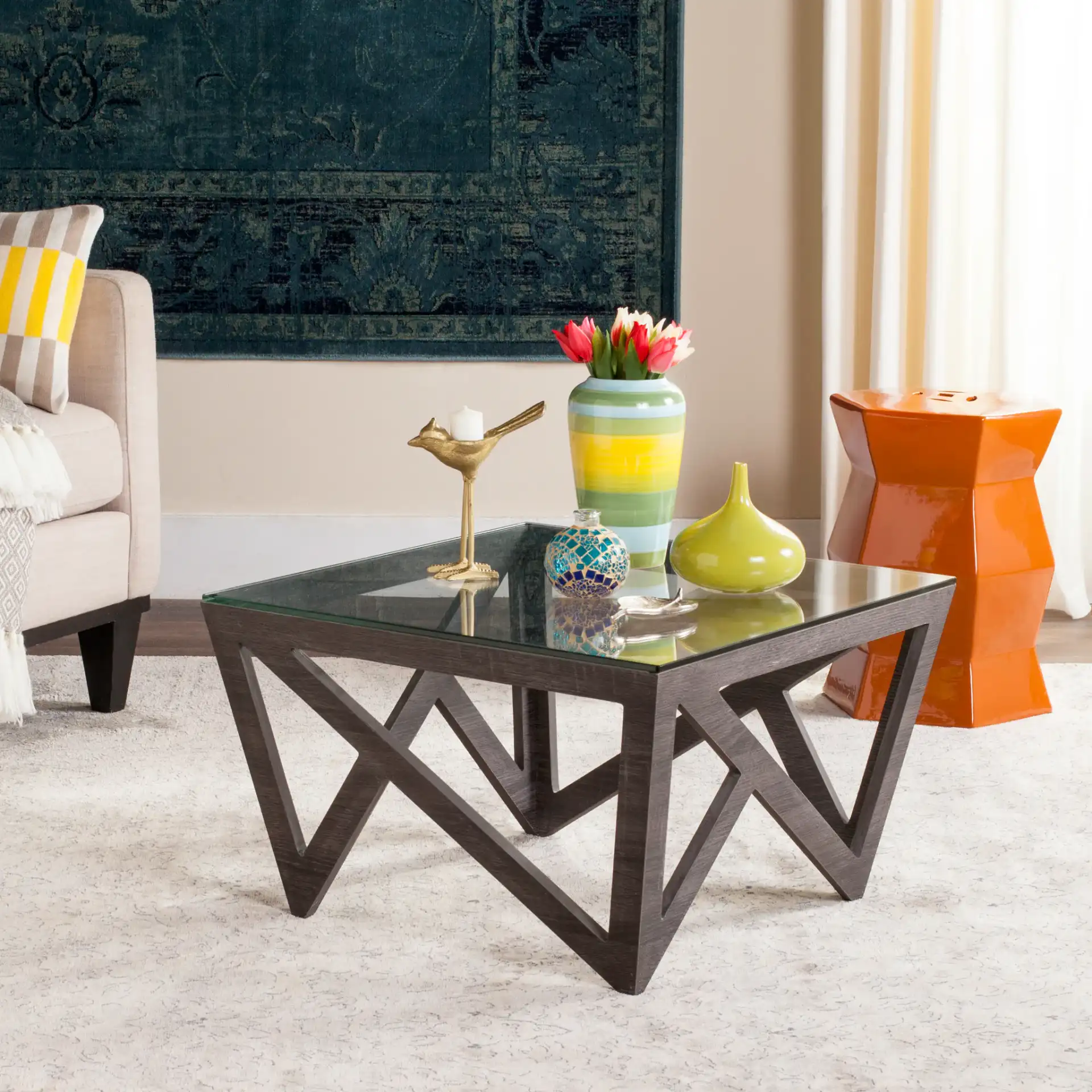 Radley Coffee Table in Dark Gray in a styled room