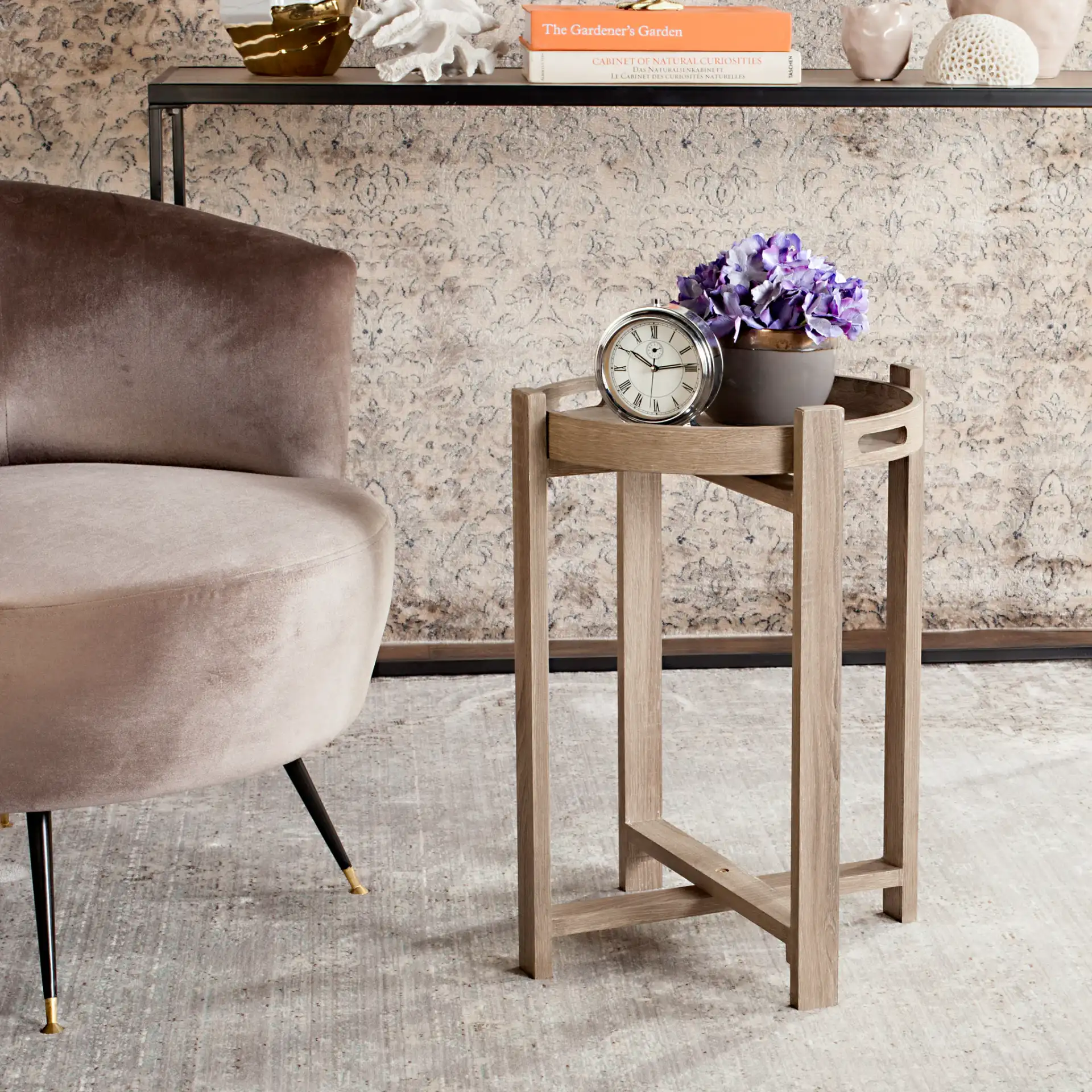 Hamish Side Table in Light Gray in a styled room