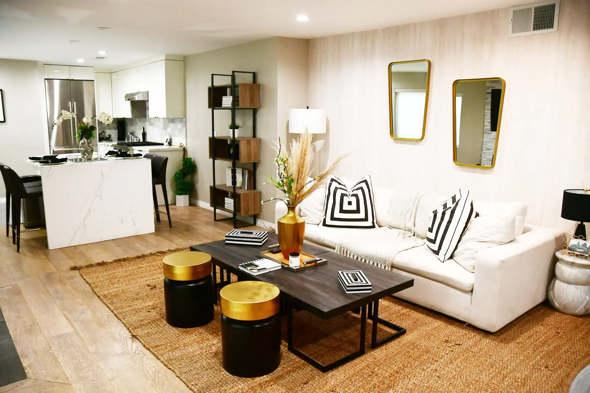 Amalya Coffee Table in Dark Gray in a styled room