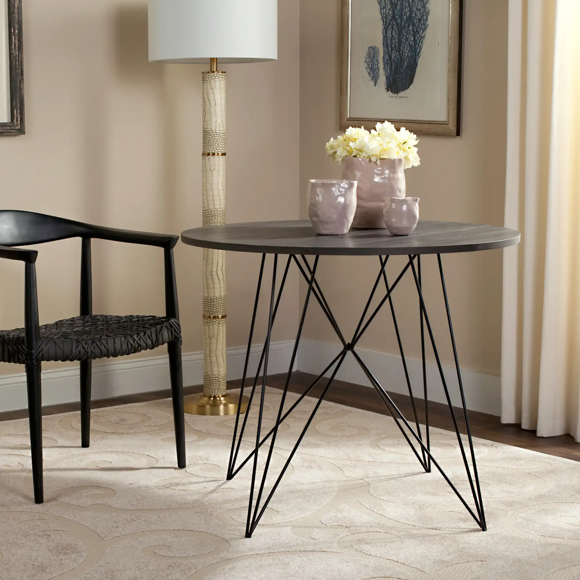 Marino Dining Table in Dark Gray in a styled room