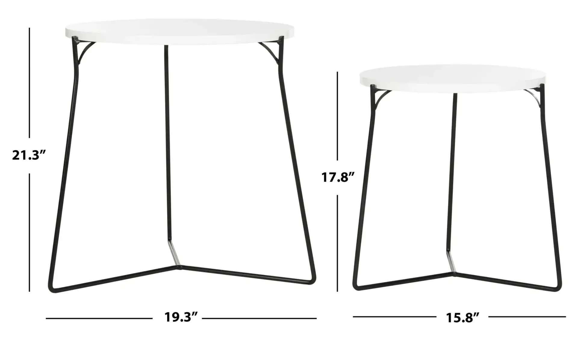 Ryne End Table (Set Of 2) in Lacquer White, detail view