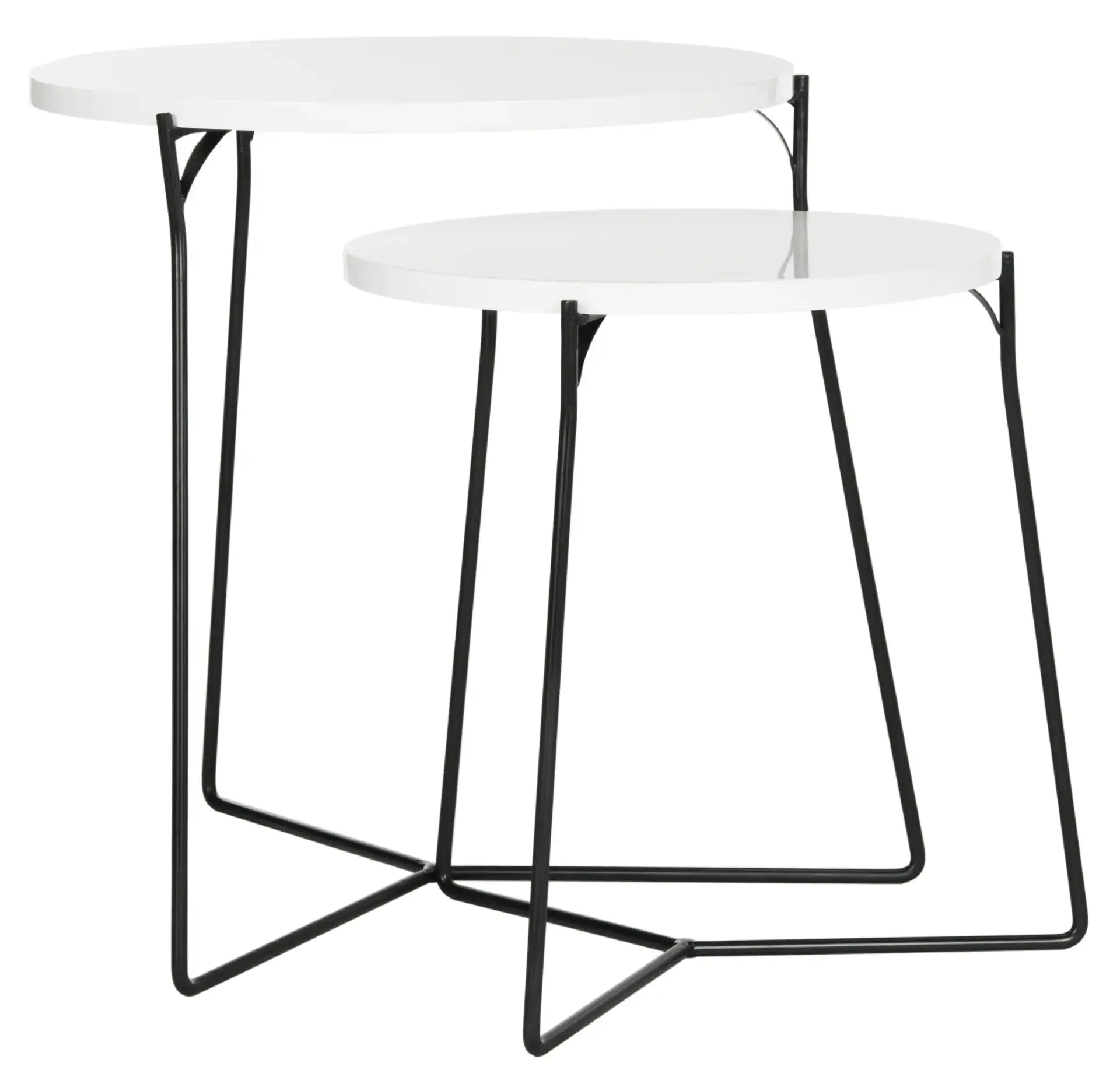 Ryne End Table (Set Of 2) in Lacquer White, detail view