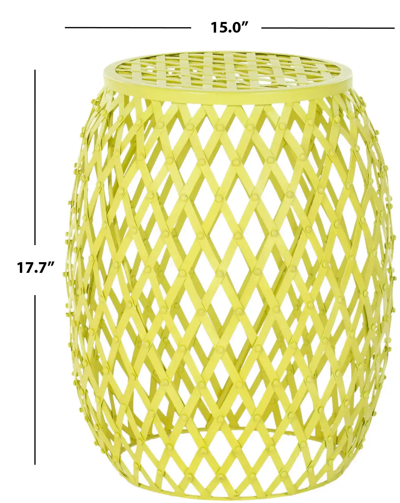 Evan Iron Strips Stool in Yellow, detail view