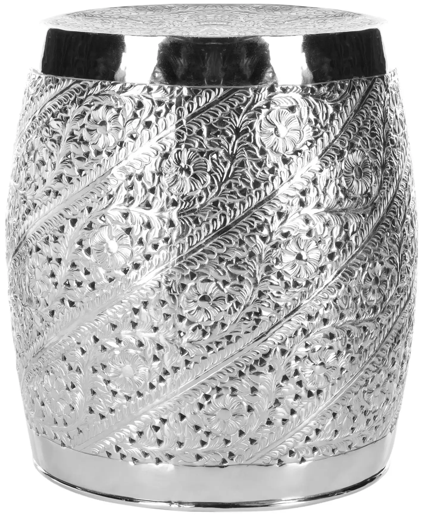 Liam Etched Stool in Silver