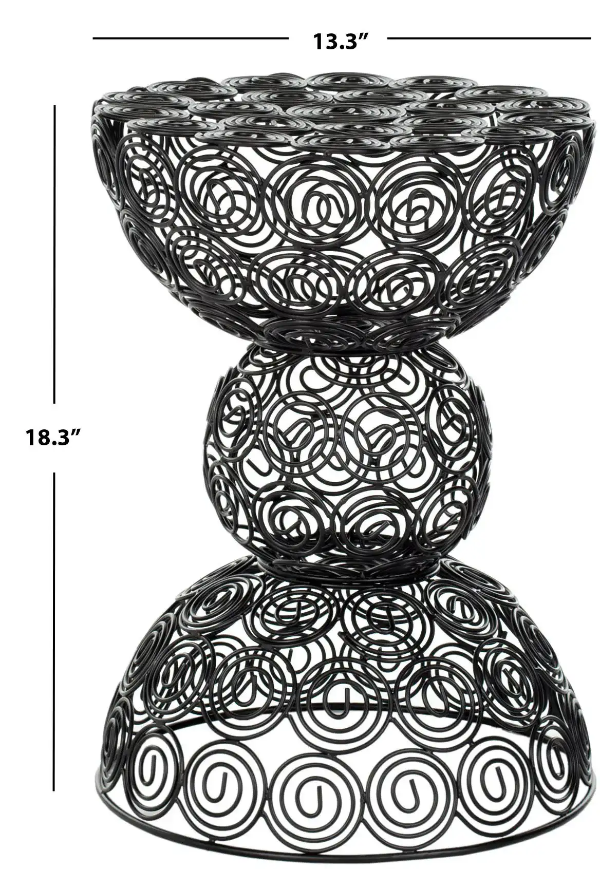 Leila Iron Circle Stool in Black, detail view