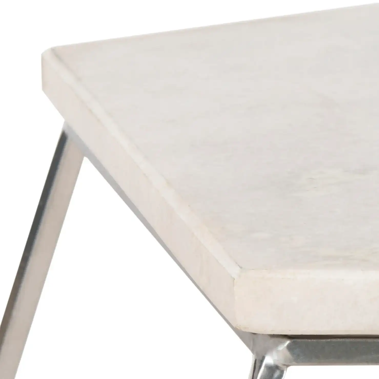Abella Pentagon Accent Table in Marble / Silver in a styled room