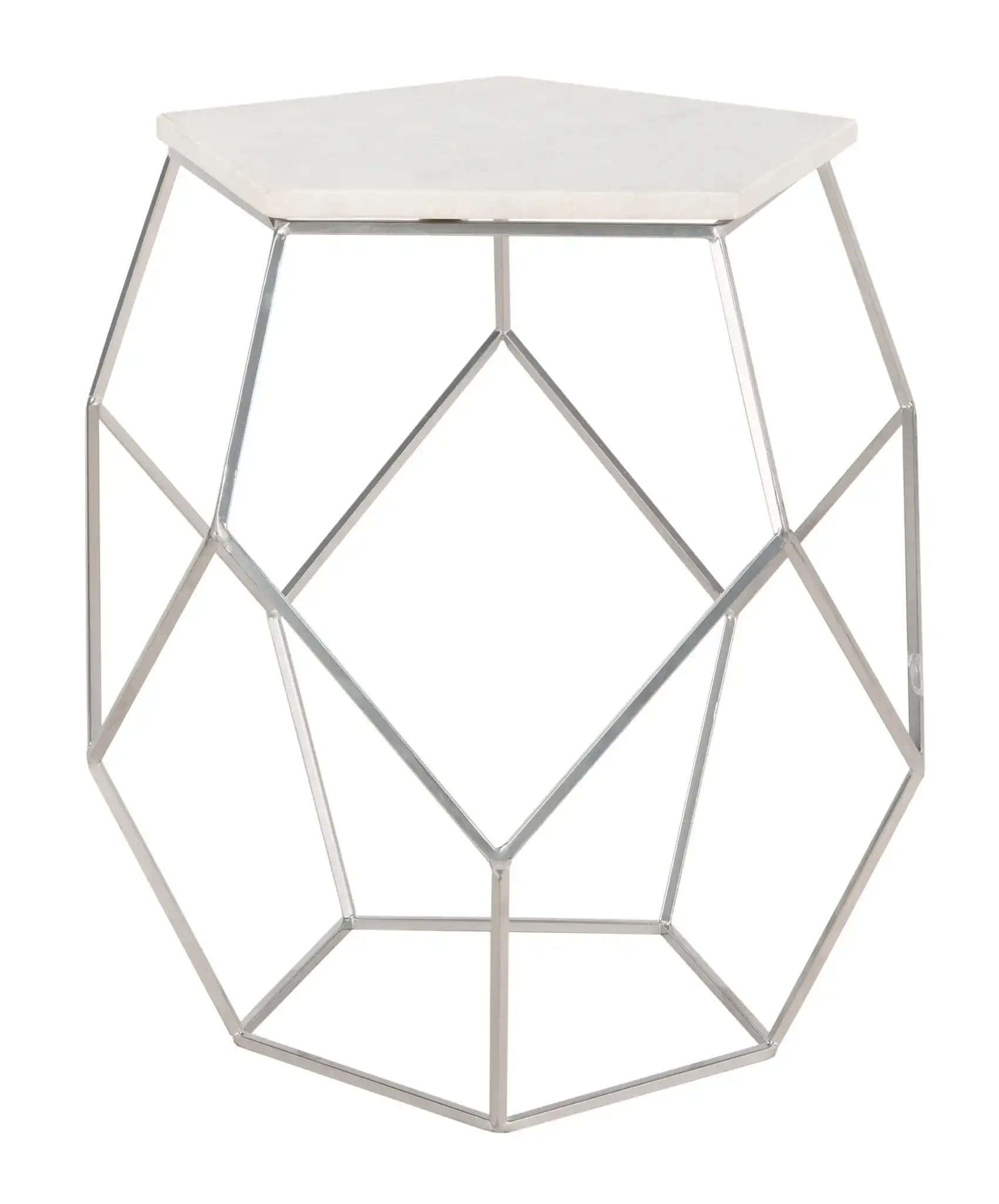 Abella Pentagon Accent Table in Marble / Silver